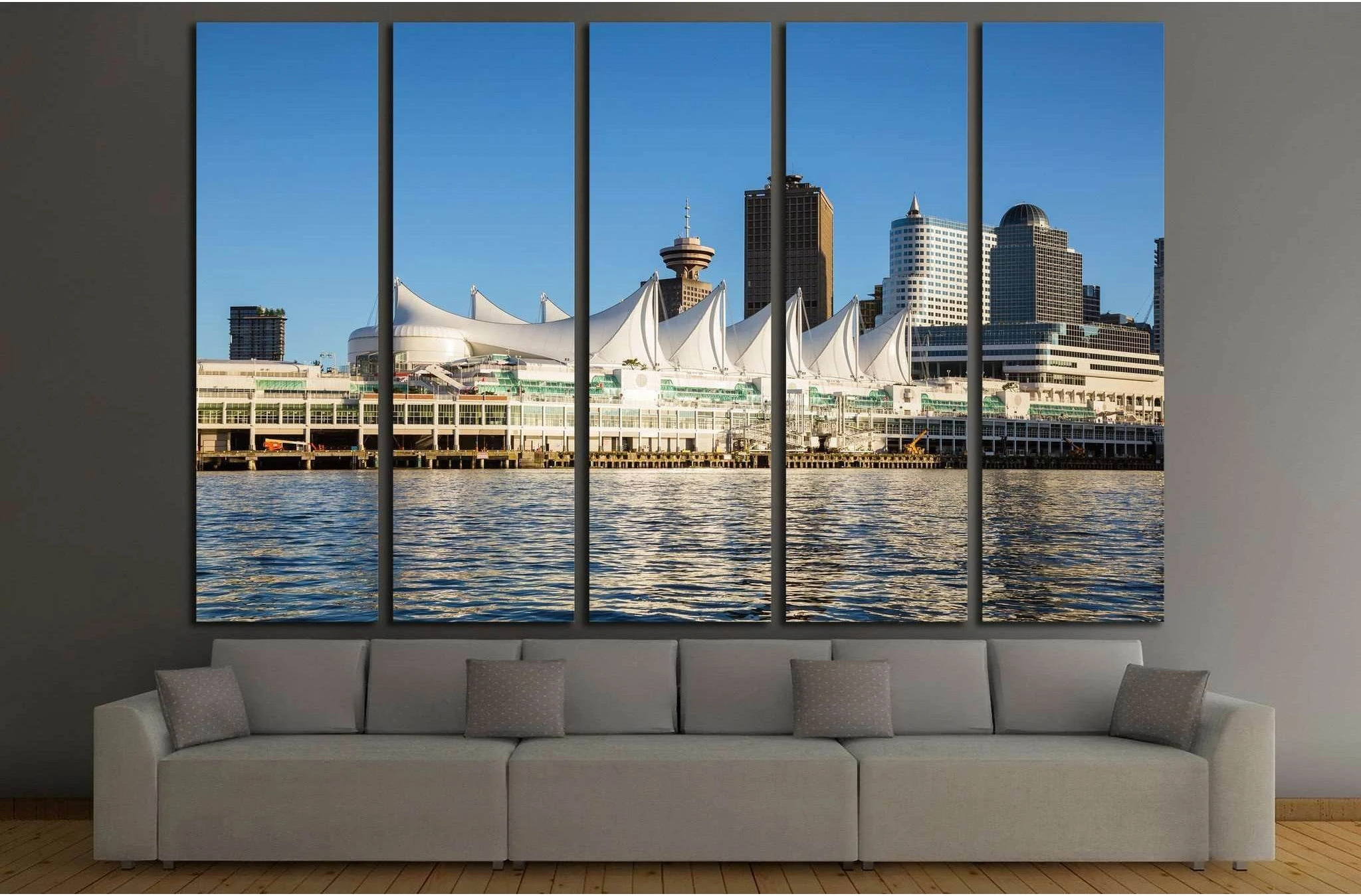 Canada Place and commercial buildings in Downtown Vancouver №2077 Ready to Hang Canvas Print - Zellart Canvas Prints ALL_Products, s-2077