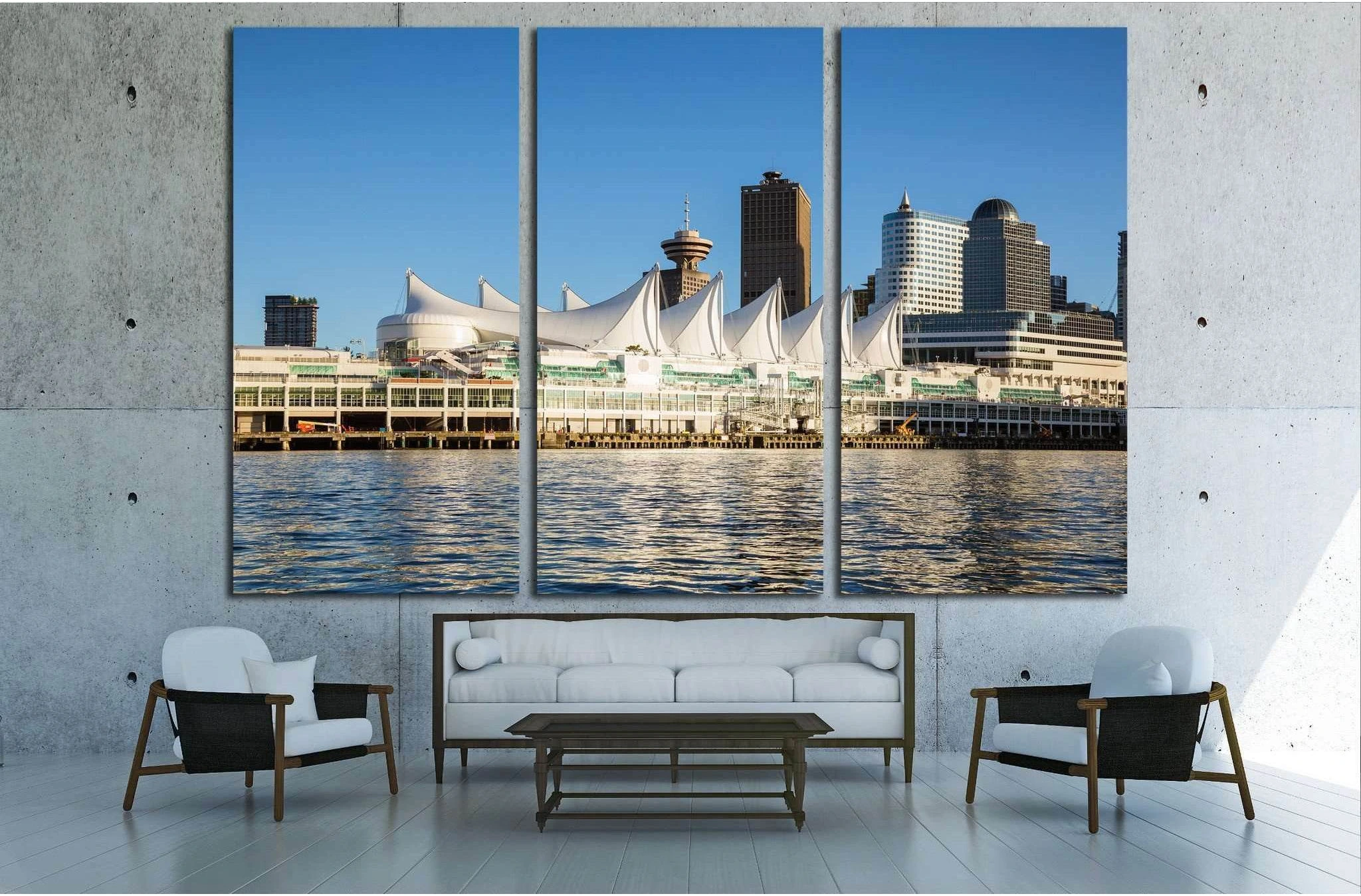Canada Place and commercial buildings in Downtown Vancouver №2077 Ready to Hang Canvas Print - Zellart Canvas Prints ALL_Products, s-2077