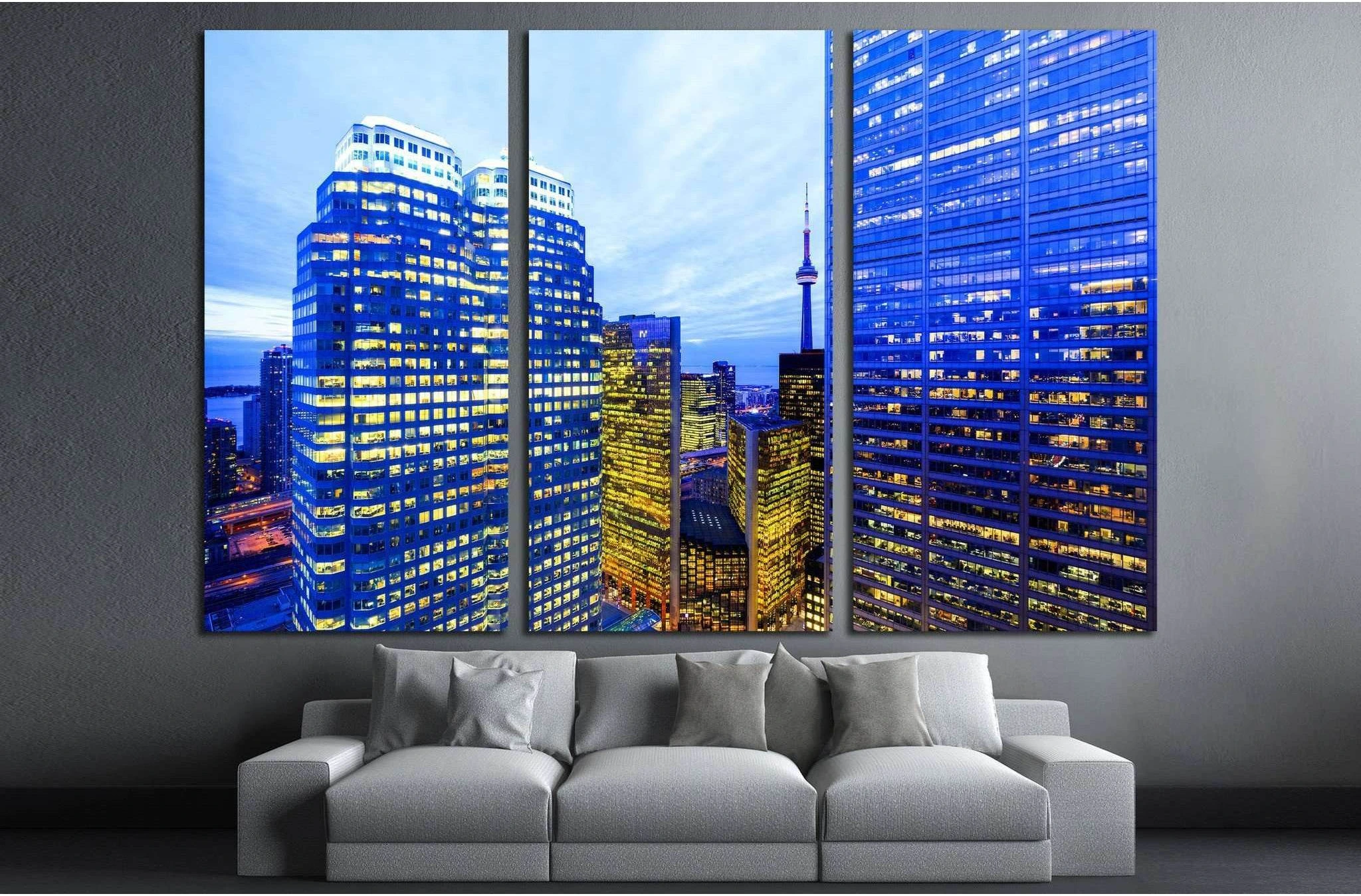 CANADA, Toronto Downtown Core at night №2070 Ready to Hang Canvas Print - Zellart Canvas Prints ALL_Products, s-2070