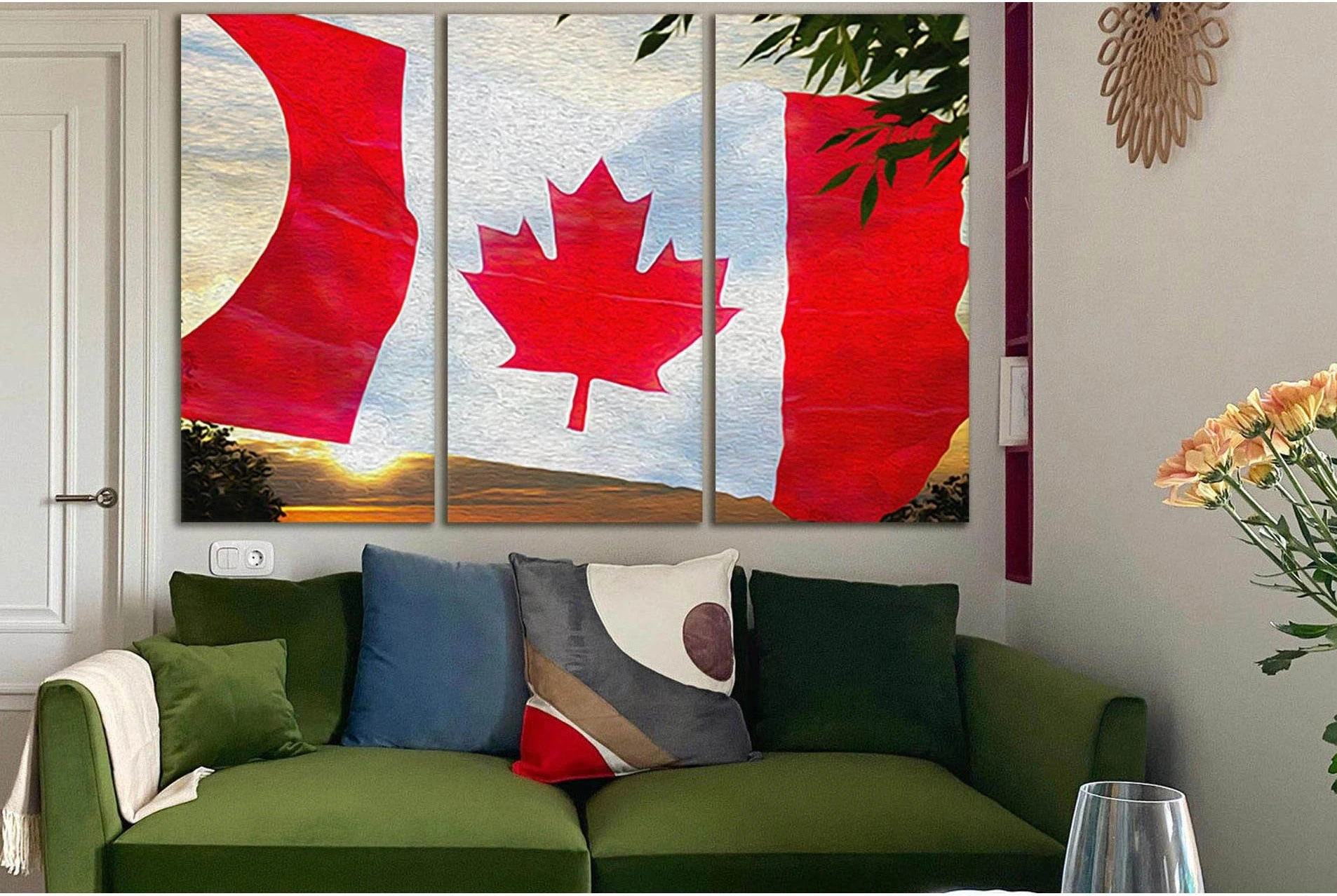 Canadian Flag Oil On Canvas №SL1157 Ready to Hang Canvas Print - Zellart Canvas Prints 0new, ALL_Products, Flags