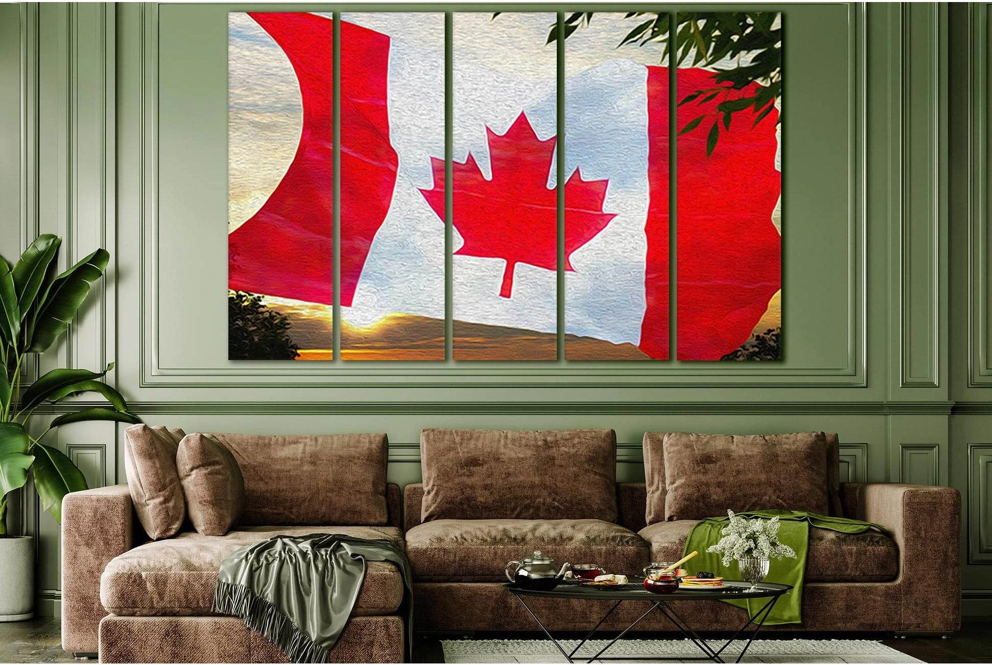 Canadian Flag Oil On Canvas №SL1157 Ready to Hang Canvas Print - Zellart Canvas Prints 0new, ALL_Products, Flags