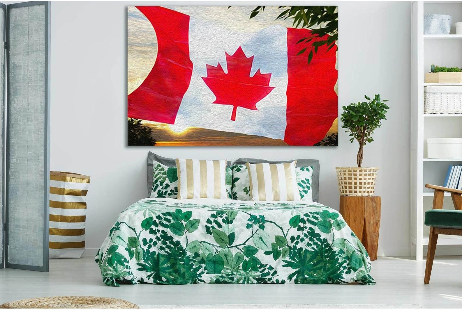 Canadian Flag Oil On Canvas №SL1157 Ready to Hang Canvas Print - Zellart Canvas Prints 0new, ALL_Products, Flags