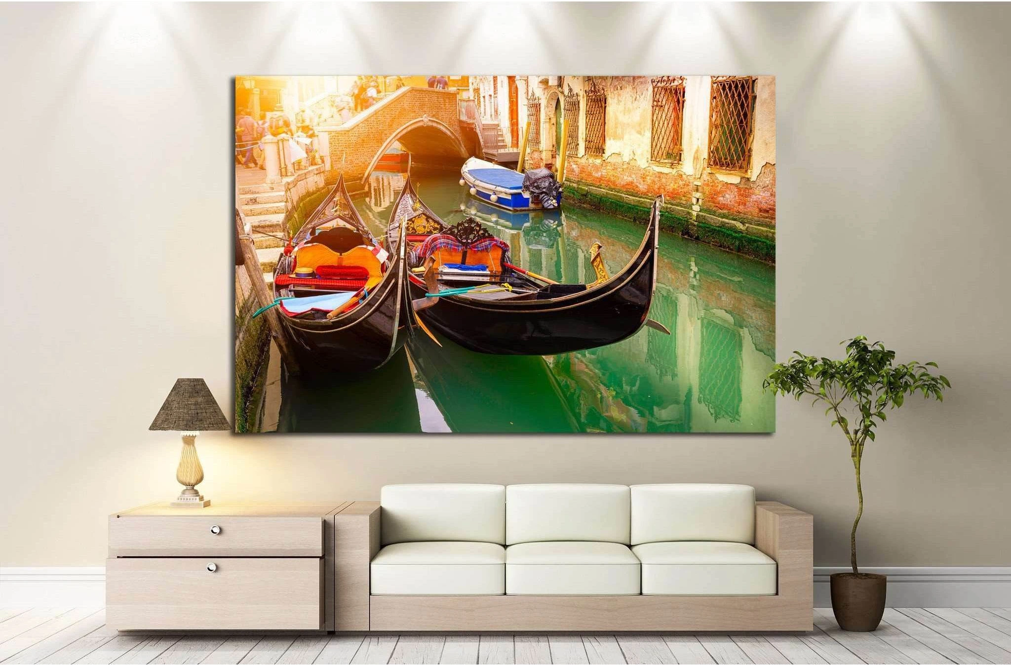 Canal with two gondolas, Venice, Italy №833 Ready to Hang Canvas Print - Zellart Canvas Prints ALL_Products, s-833