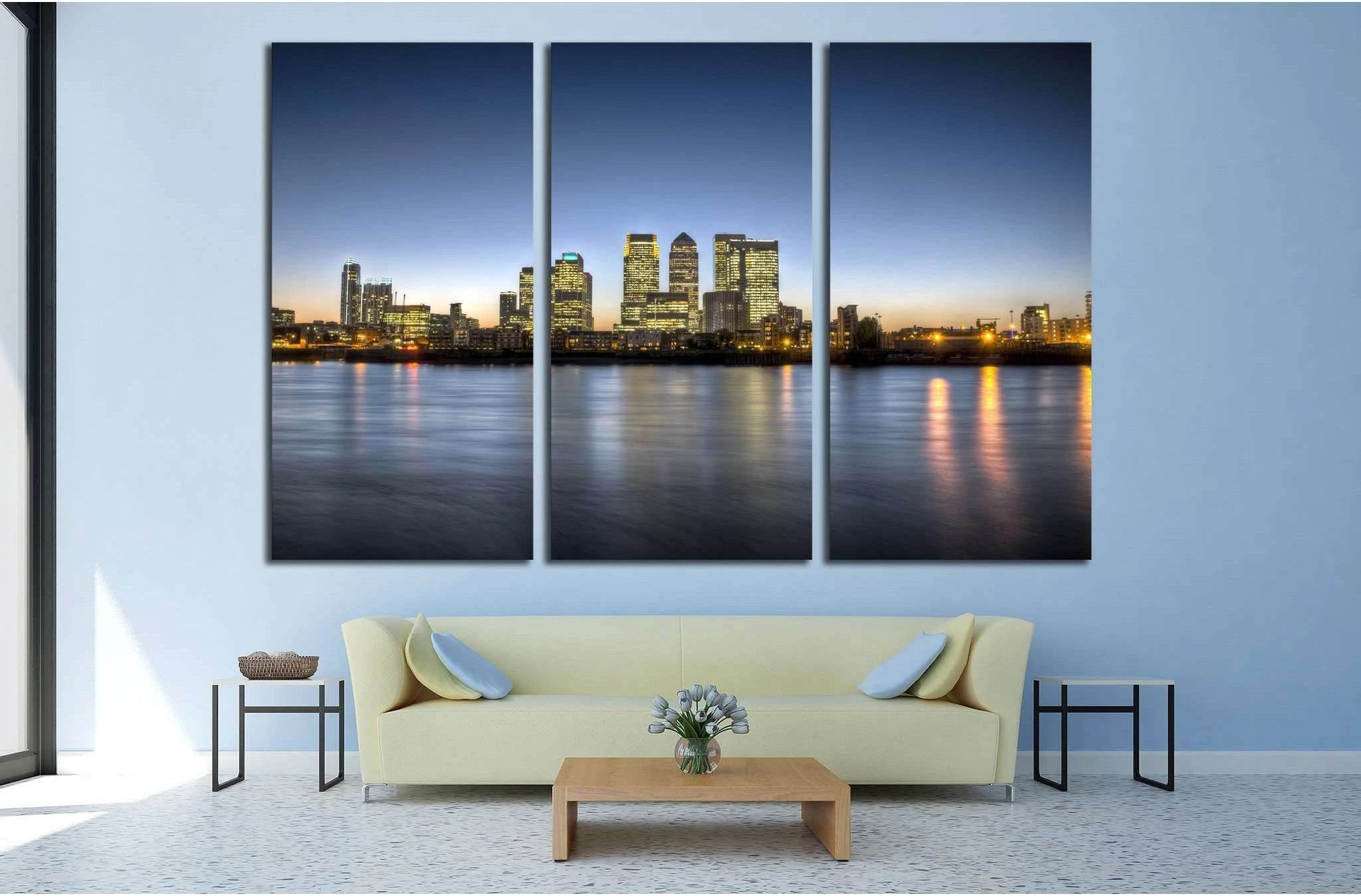 Canary Wharf at dusk №565 Ready to Hang Canvas Print - Zellart Canvas Prints ALL_Products, s-565