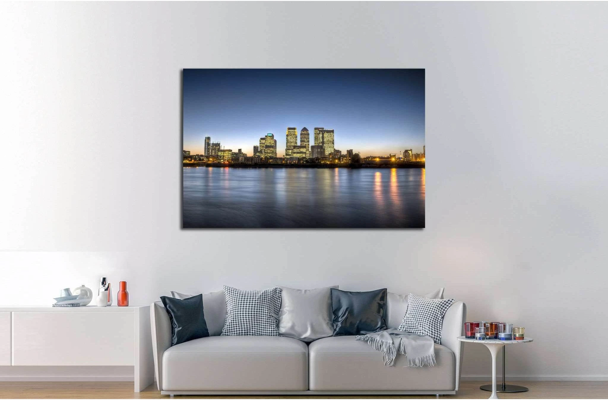 Canary Wharf at dusk №565 Ready to Hang Canvas Print - Zellart Canvas Prints ALL_Products, s-565