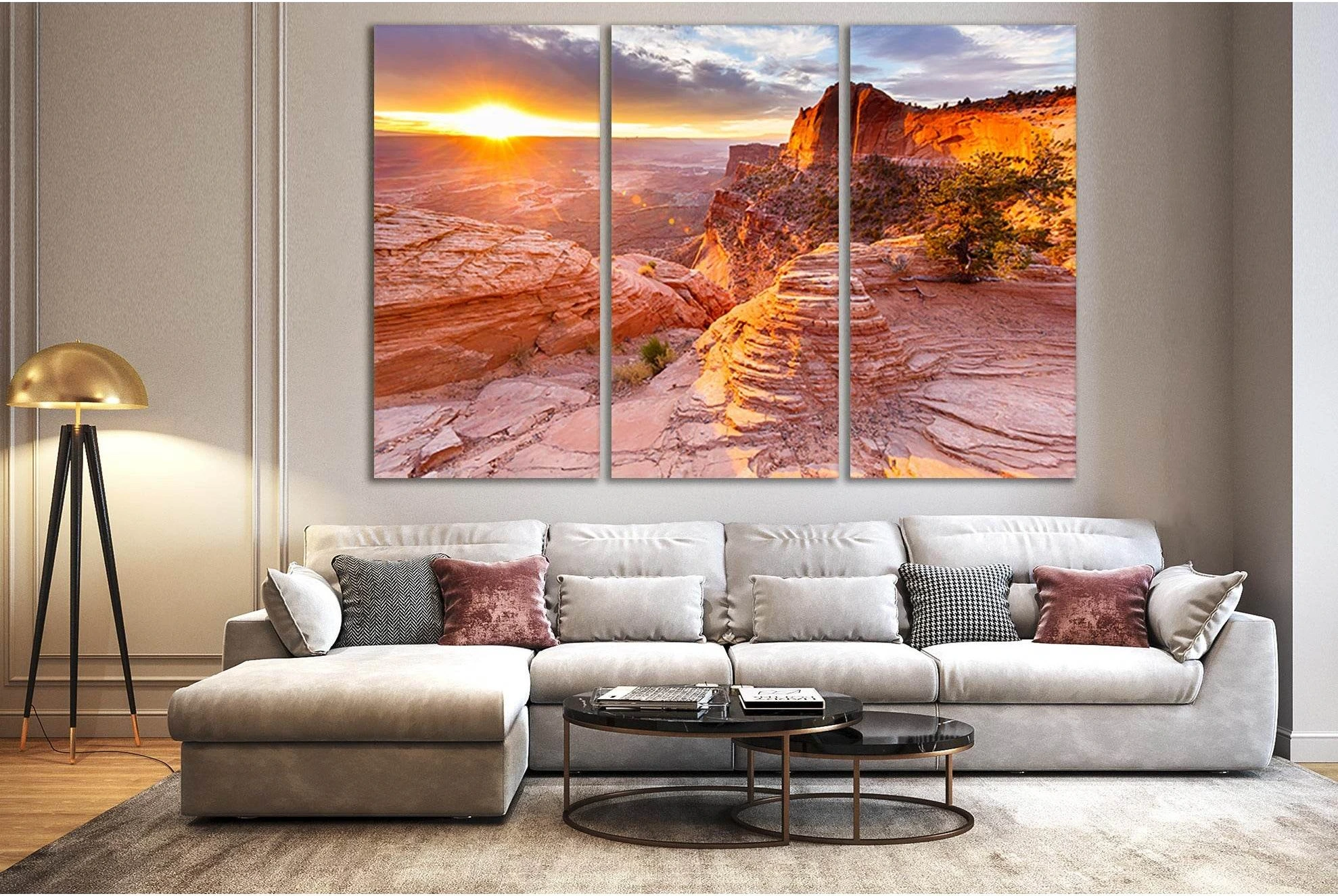Canyon During Sunset №SL225 Ready to Hang Canvas Print - Zellart Canvas Prints 0new, ALL_Products, SUNRISE & SUNSET WALL ART