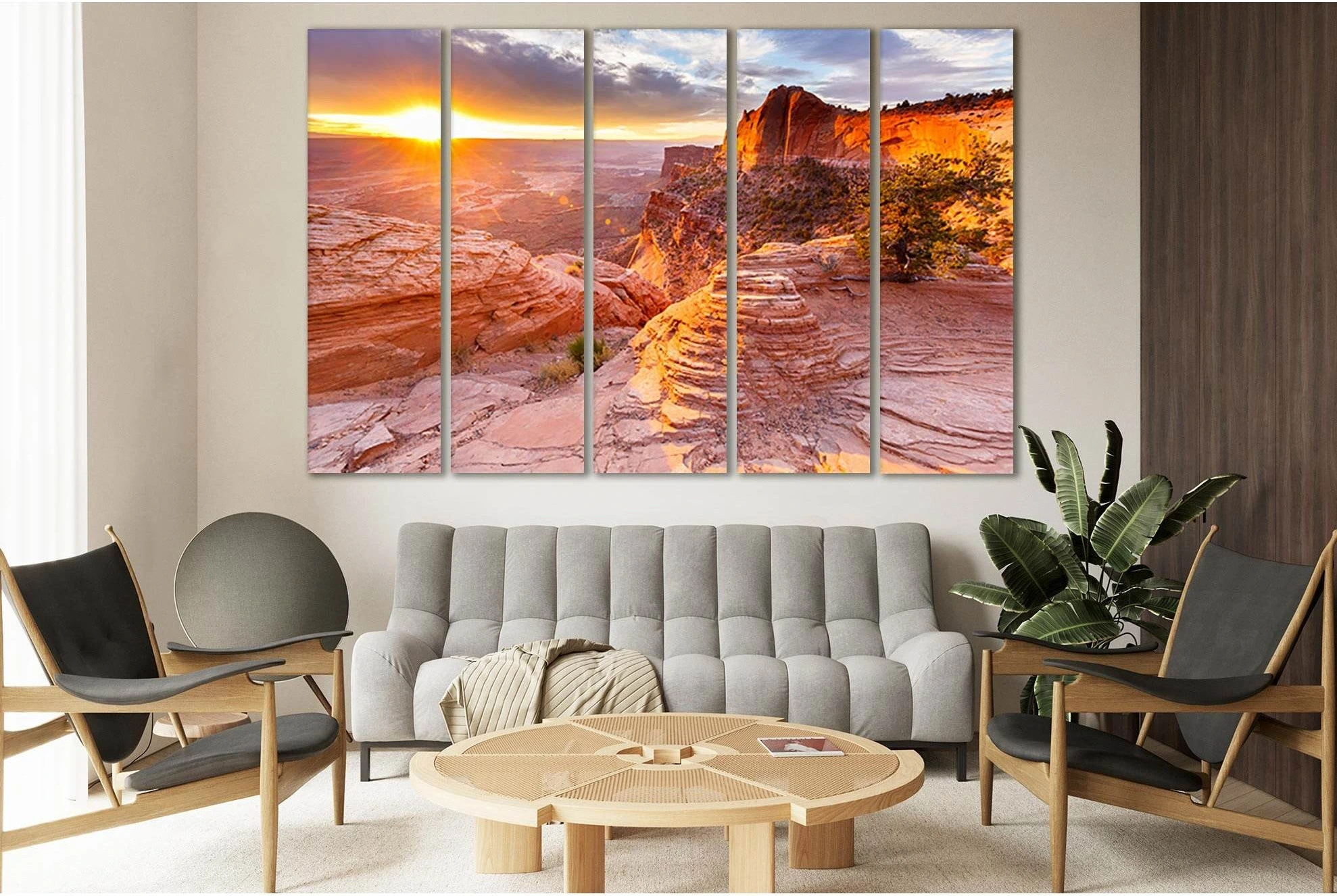 Canyon During Sunset №SL225 Ready to Hang Canvas Print - Zellart Canvas Prints 0new, ALL_Products, SUNRISE & SUNSET WALL ART