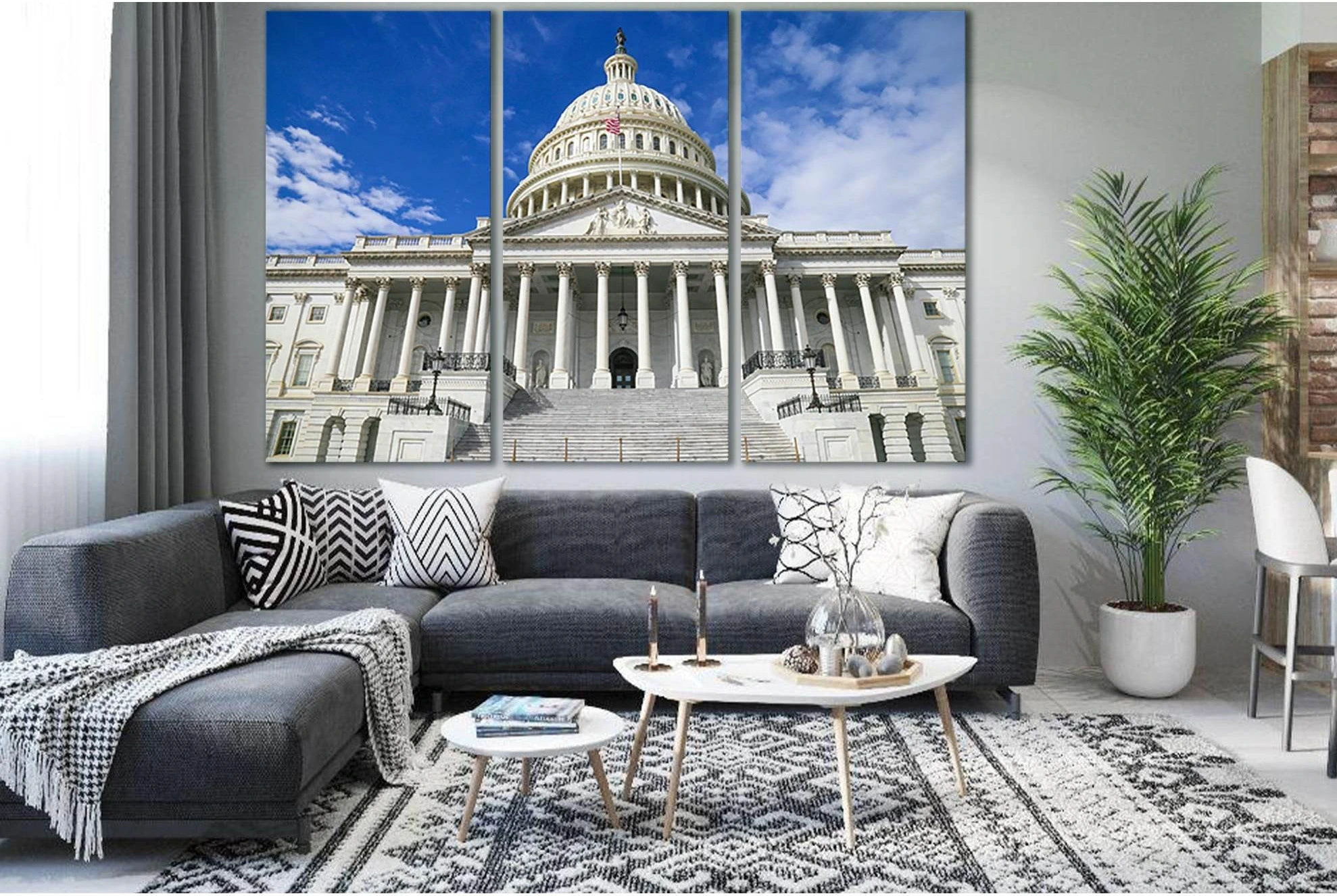 Capitol Building In Washington №SL1405 Ready to Hang Canvas Print - Zellart Canvas Prints 0new, ALL_Products, Architecture