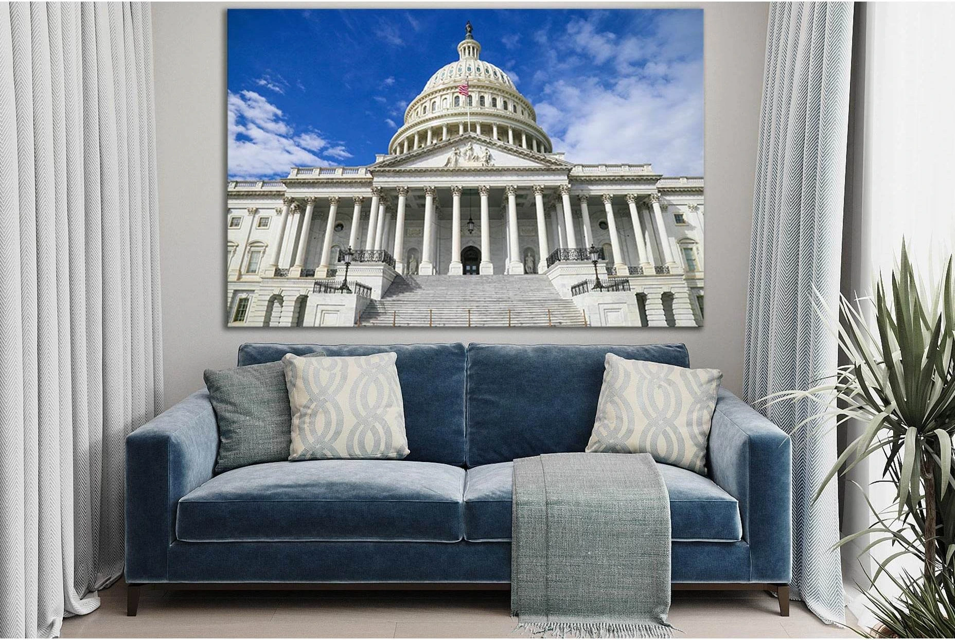 Capitol Building In Washington №SL1405 Ready to Hang Canvas Print - Zellart Canvas Prints 0new, ALL_Products, Architecture