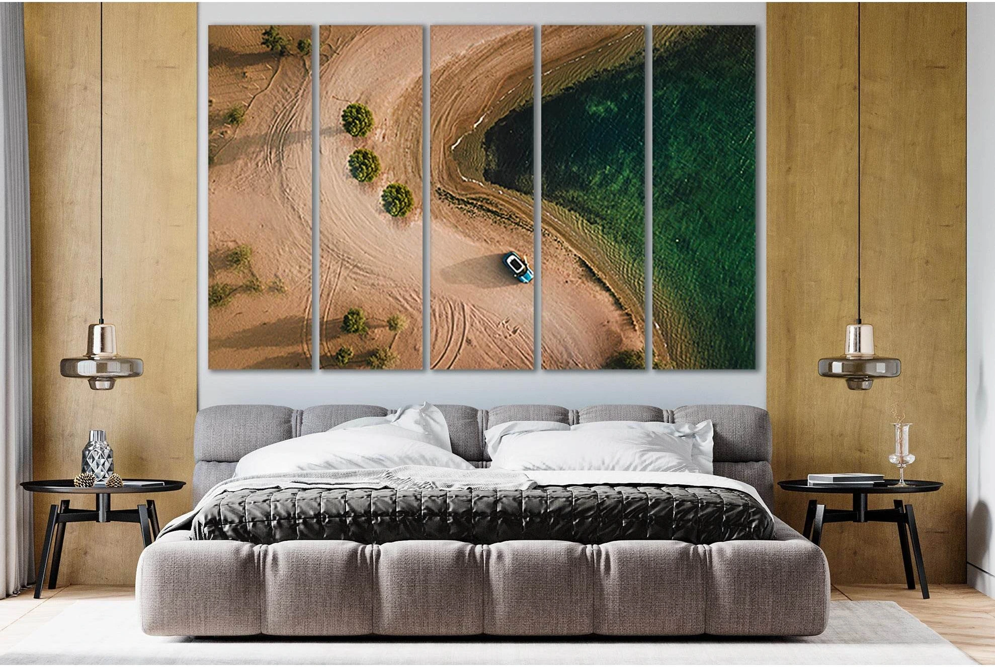 Car By The Sea №SL176 Ready to Hang Canvas Print - Zellart Canvas Prints 0new, ALL_Products, Beach Ocean & Waves