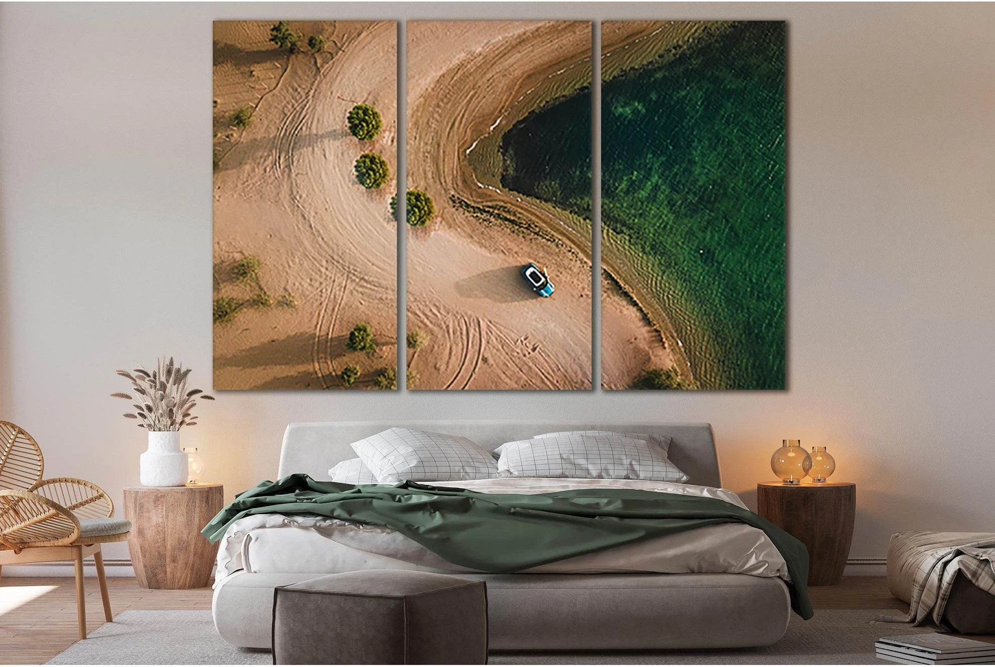 Car By The Sea №SL176 Ready to Hang Canvas Print - Zellart Canvas Prints 0new, ALL_Products, Beach Ocean & Waves