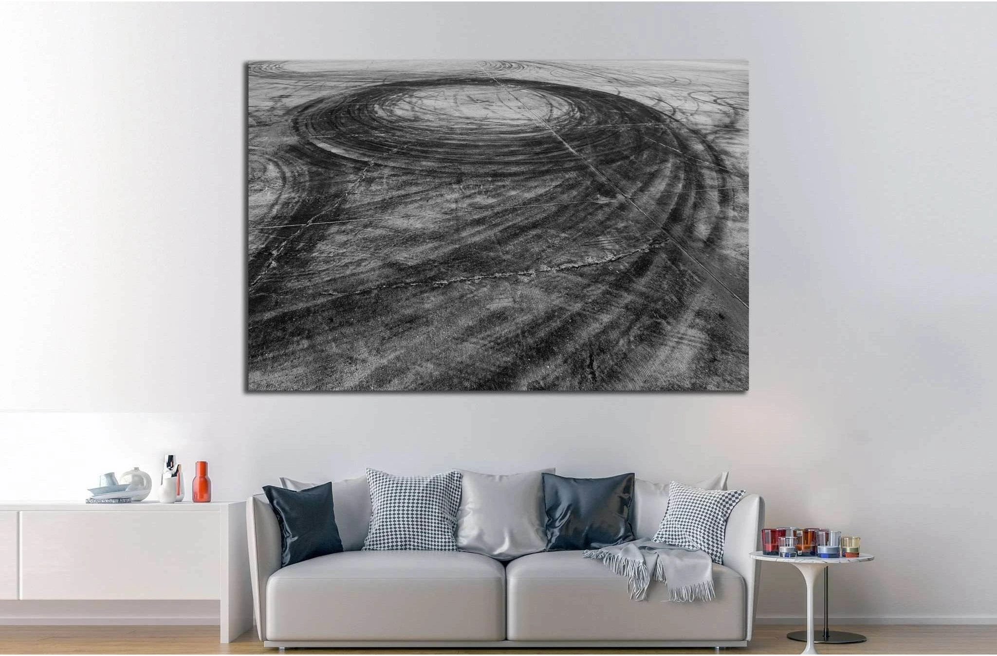Car drift skid marks №1889 Ready to Hang Canvas Print - Zellart Canvas Prints ALL_Products, s-1889