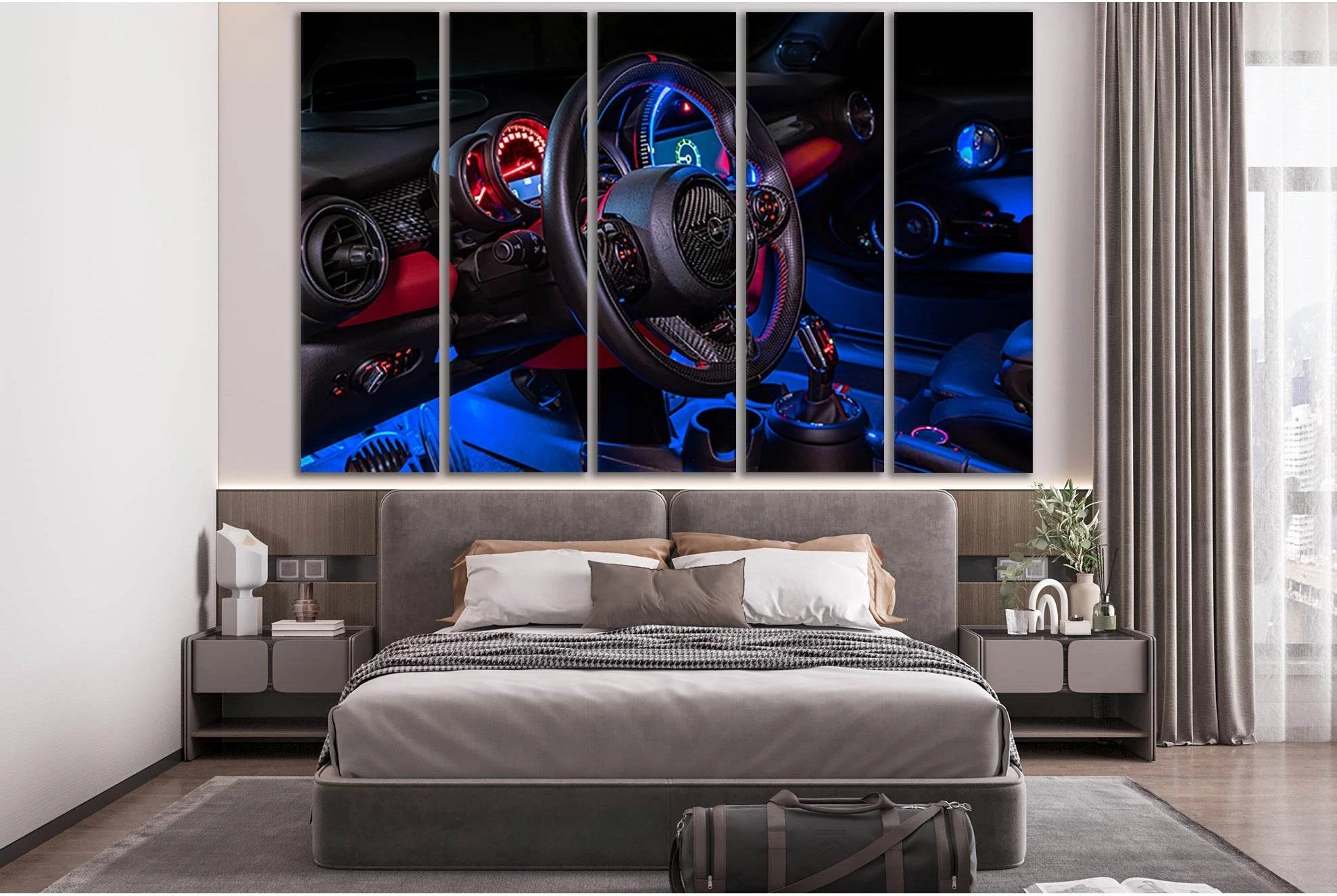 Car Interior Dashboard №SL752 Ready to Hang Canvas Print - Zellart Canvas Prints 0new, ALL_Products, Engine, Engines Wall Art