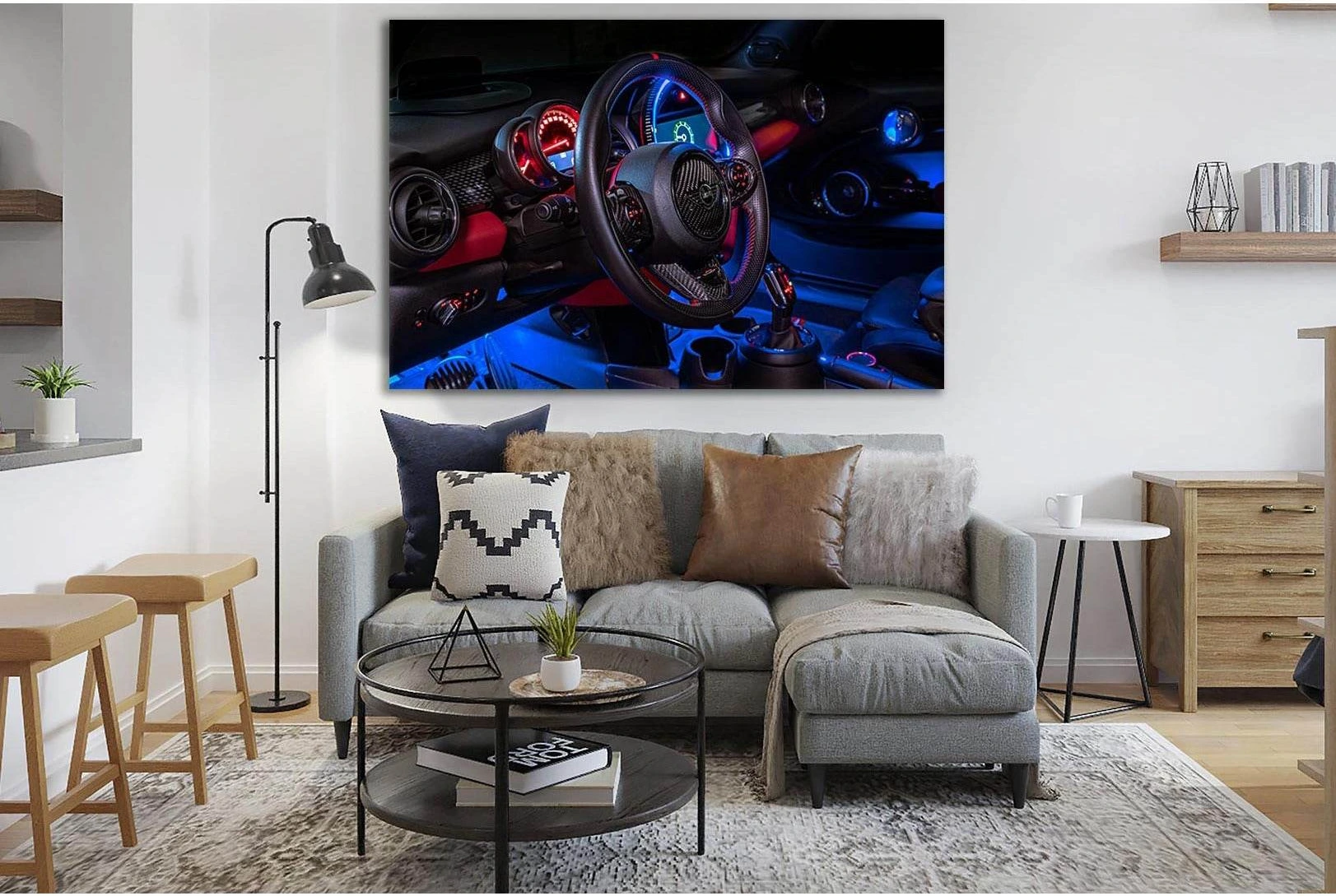 Car Interior Dashboard №SL752 Ready to Hang Canvas Print - Zellart Canvas Prints 0new, ALL_Products, Engine, Engines Wall Art