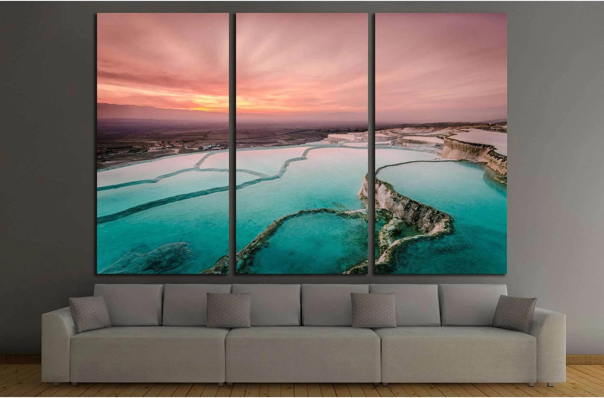 Carbonate travertines the natural pools during sunset, Pamukkale, Turkey №1995 Ready to Hang Canvas Print - Zellart Canvas Prints ALL_Products, s-1995