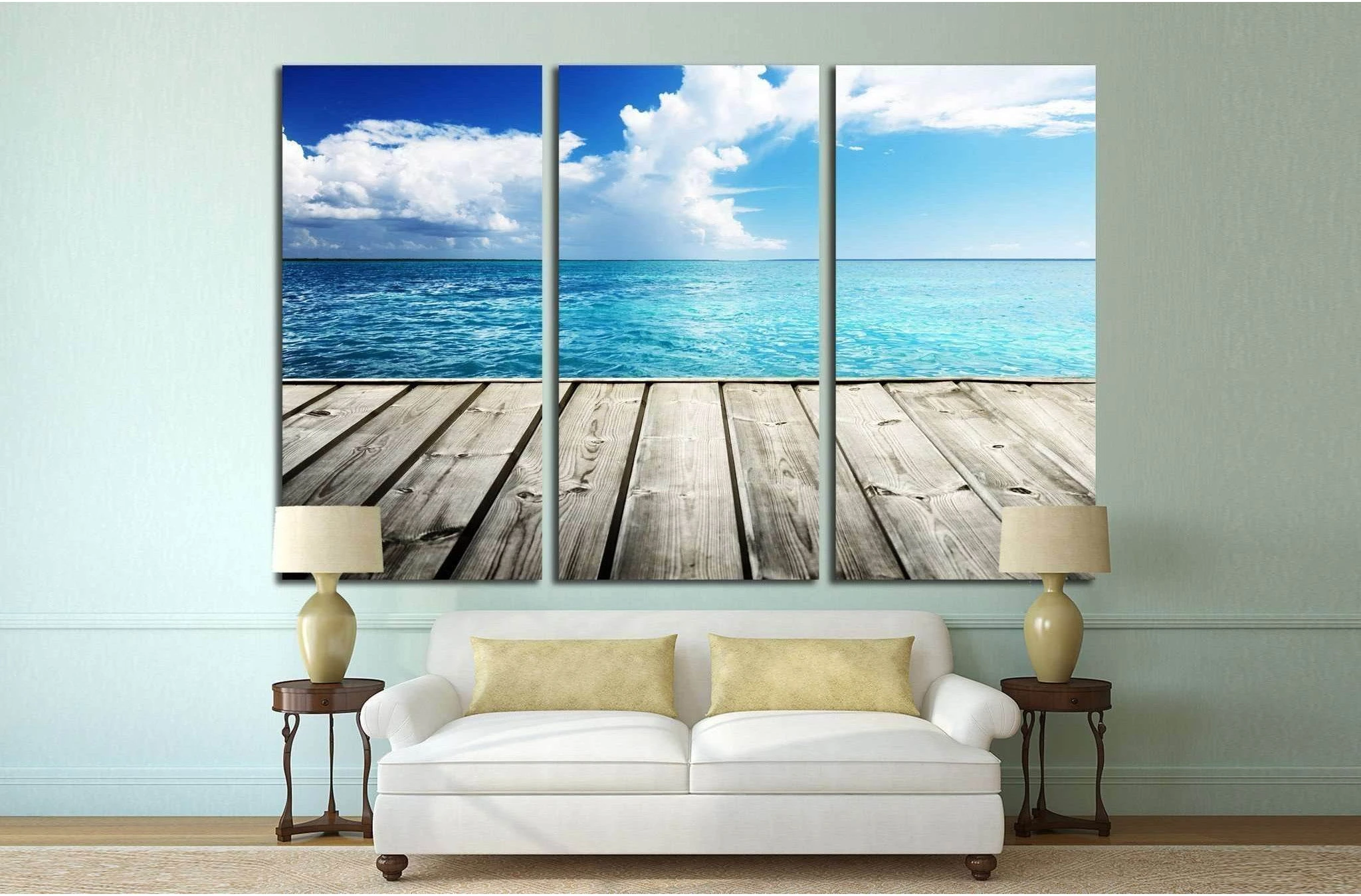 Caribbean sea and wooden platform №1394 Ready to Hang Canvas Print - Zellart Canvas Prints ALL_Products, s-1394