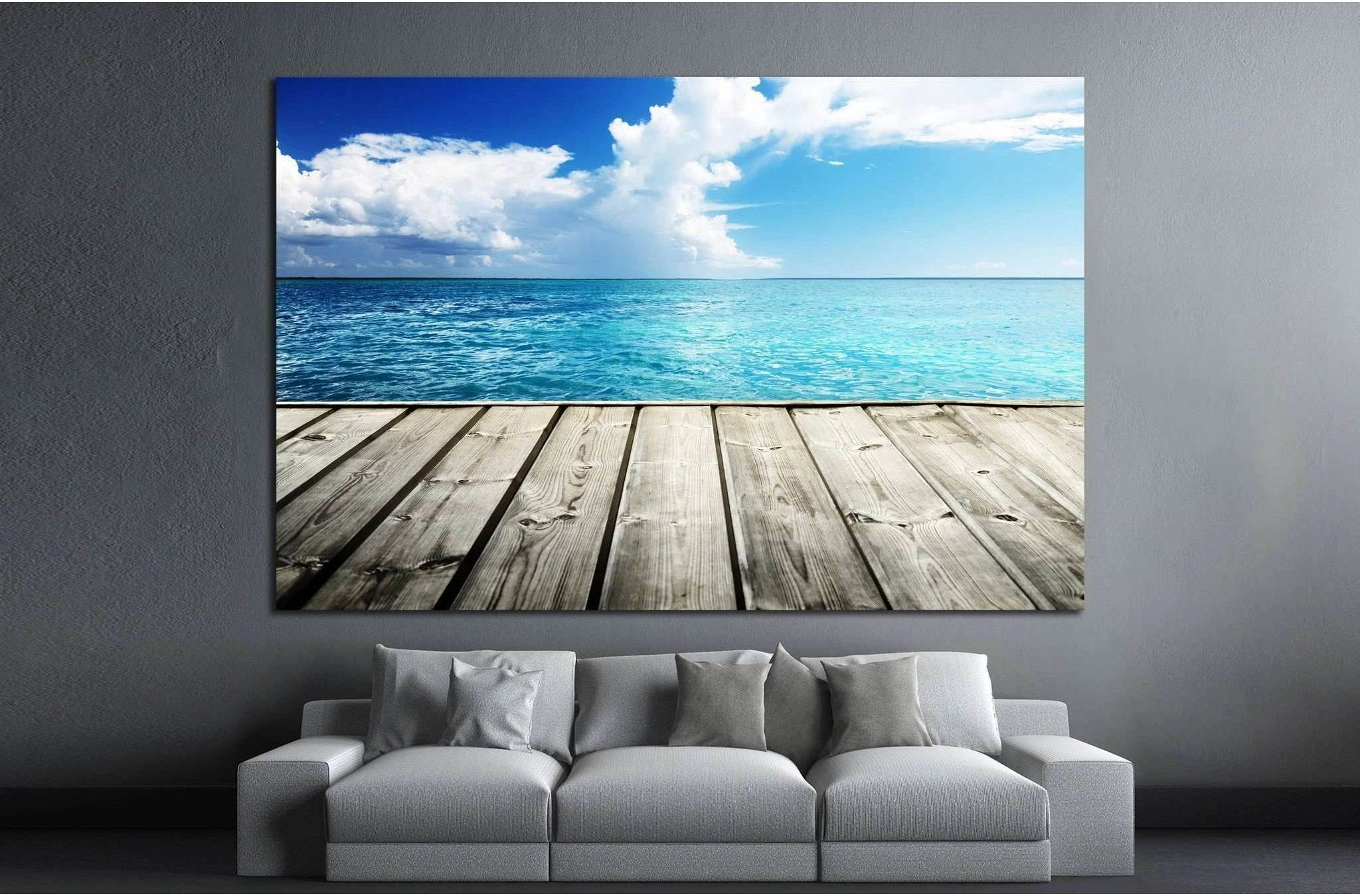 Caribbean sea and wooden platform №1394 Ready to Hang Canvas Print - Zellart Canvas Prints ALL_Products, s-1394