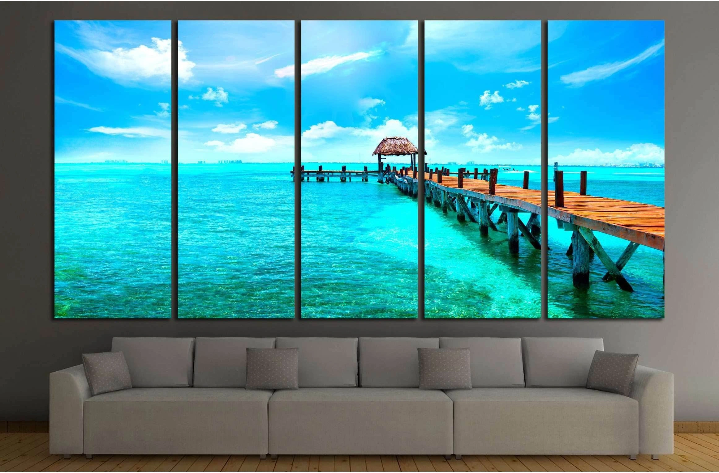 Caribbean sea Jetty near Cancun, Mexico №2517 Ready to Hang Canvas Print - Zellart Canvas Prints ALL_Products, s-2517
