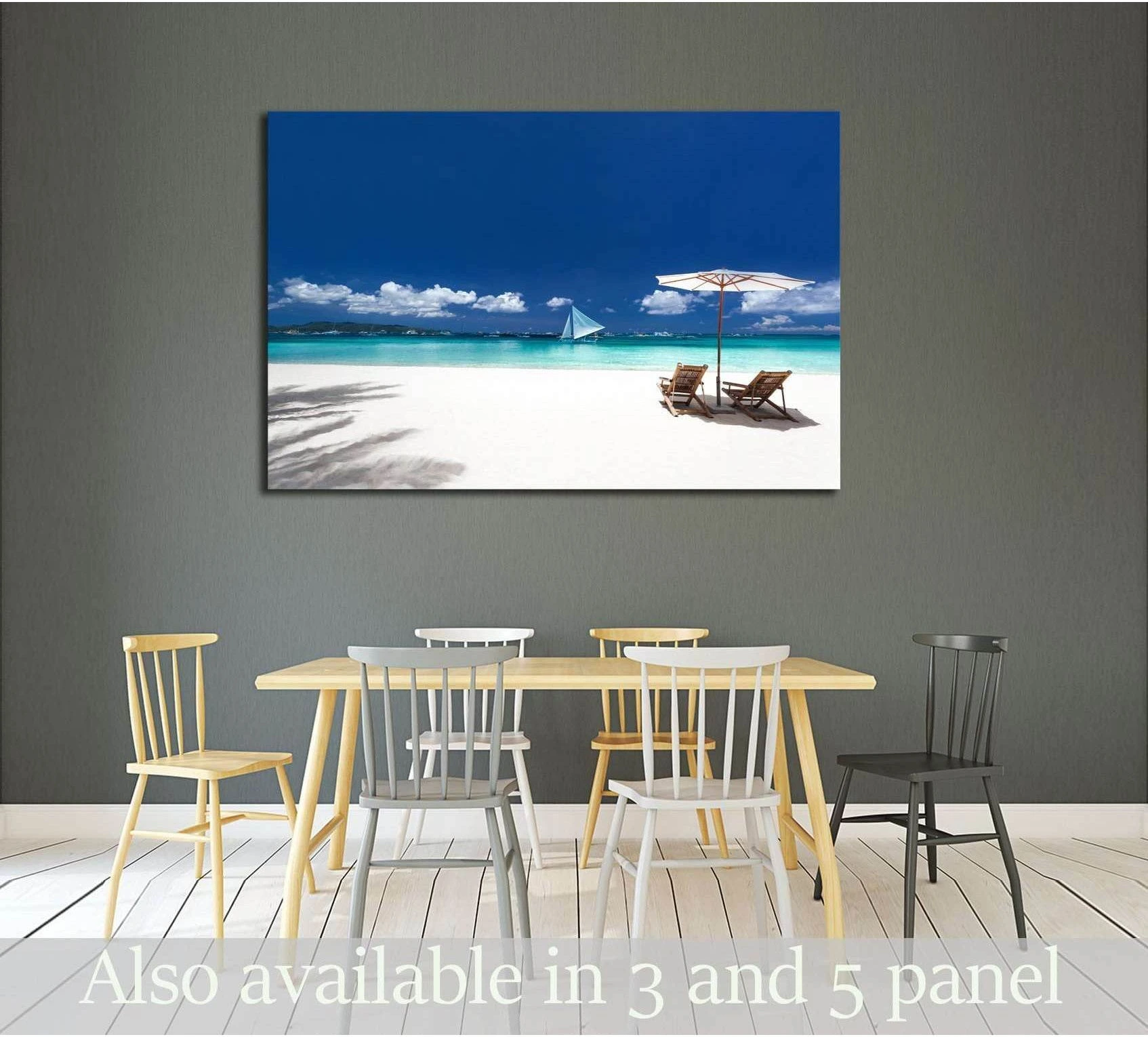 Caribbean tropical beach showing sea water, shoreline and horizon depth.