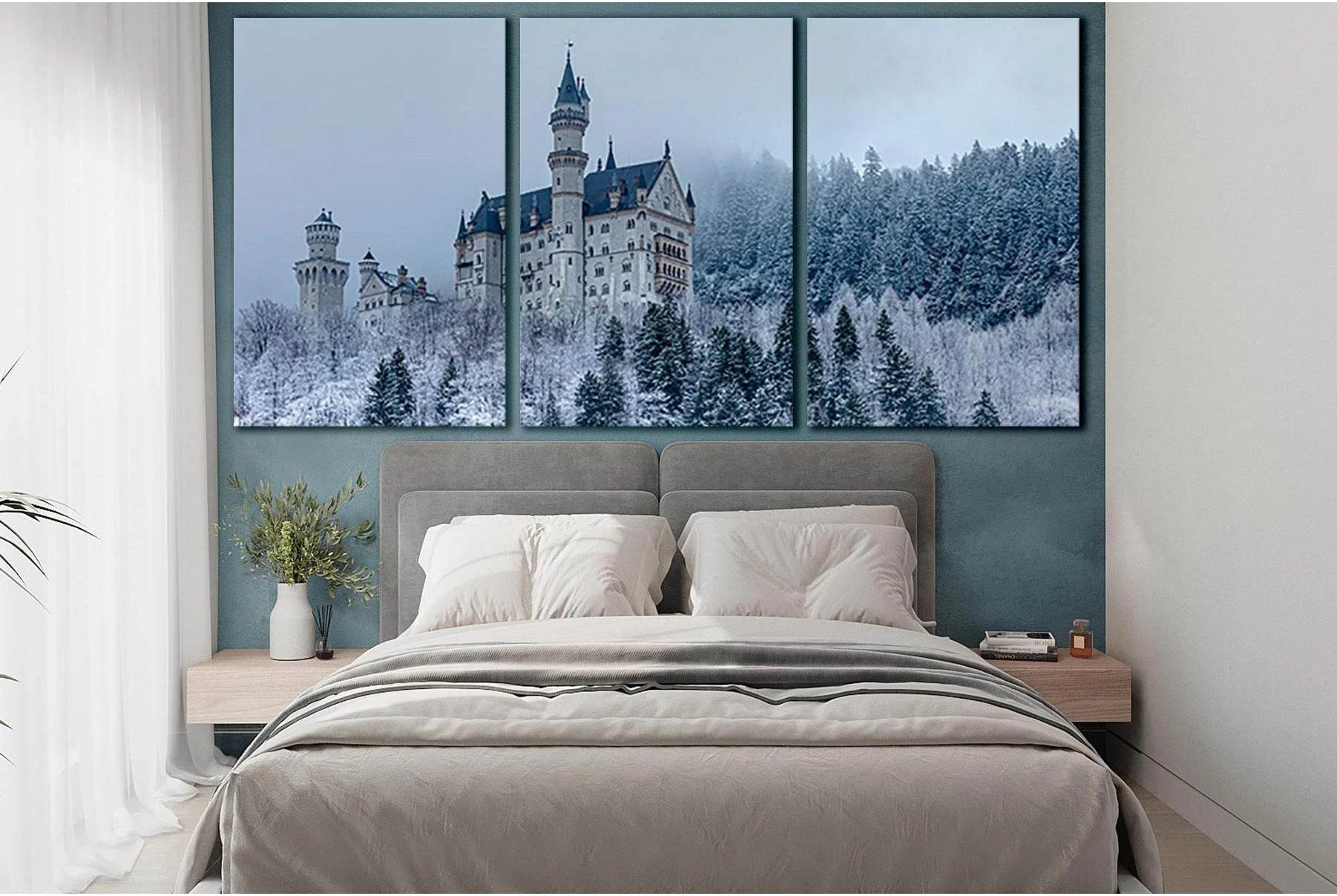 Castle In Winter Forest №SL1380 Ready to Hang Canvas Print - Zellart Canvas Prints 0new, ALL_Products, Architecture