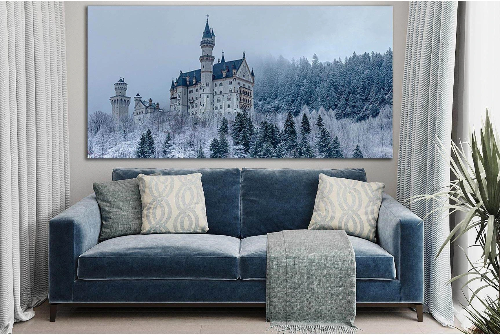 Castle In Winter Forest №SL1380 Ready to Hang Canvas Print - Zellart Canvas Prints 0new, ALL_Products, Architecture