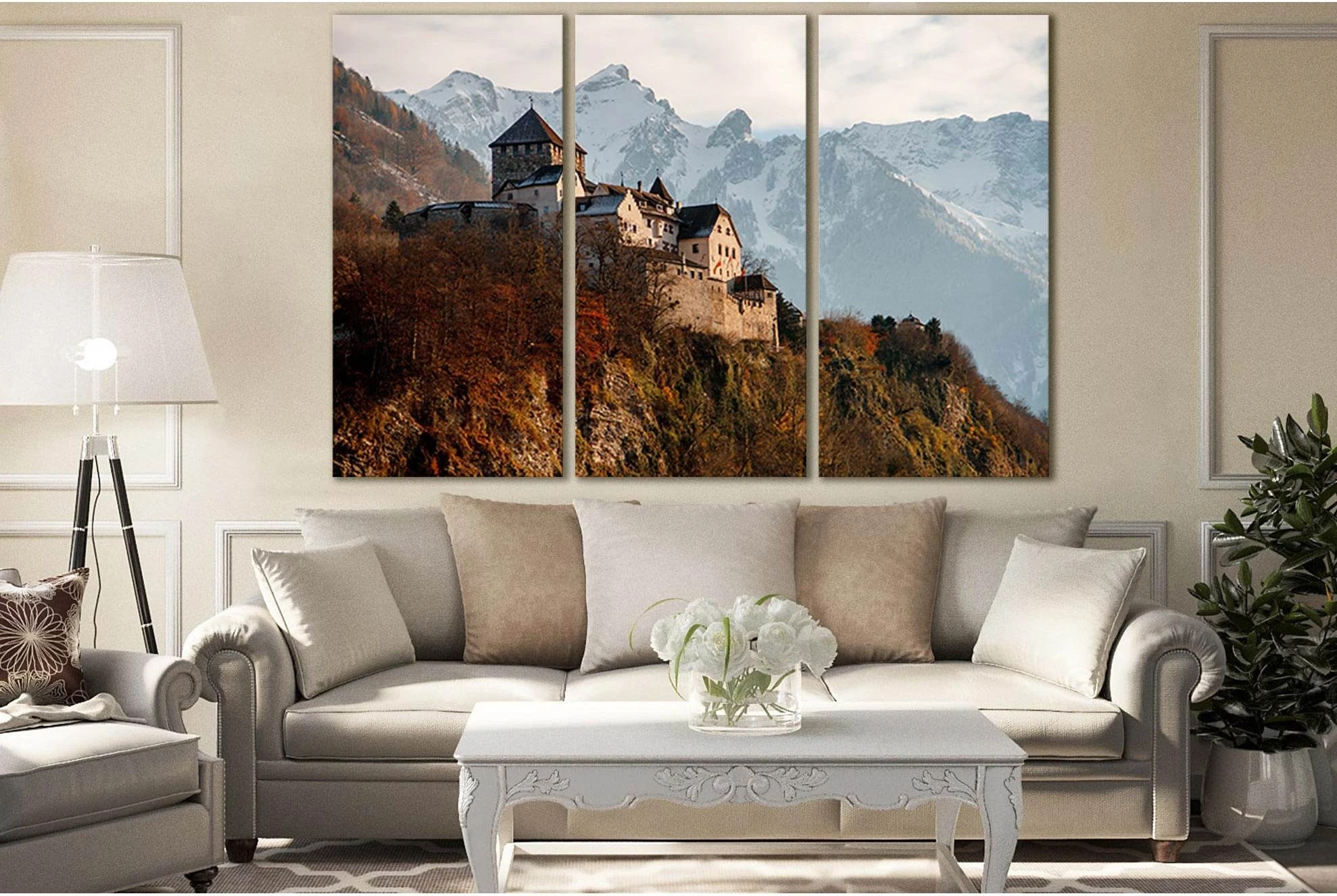 Castle Vaduz №SL1385 Ready to Hang Canvas Print - Zellart Canvas Prints 0new, ALL_Products, Architecture