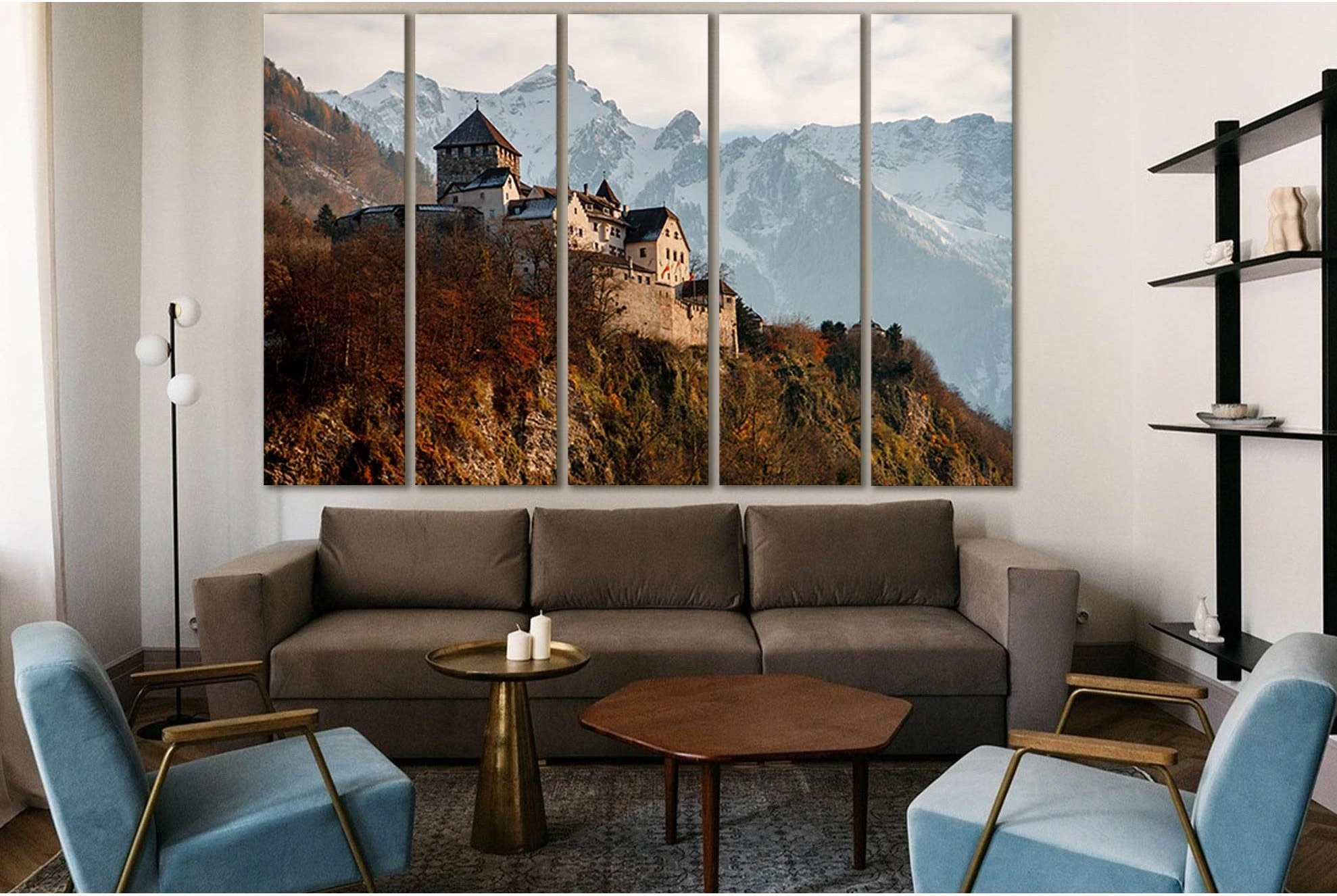 Castle Vaduz №SL1385 Ready to Hang Canvas Print - Zellart Canvas Prints 0new, ALL_Products, Architecture