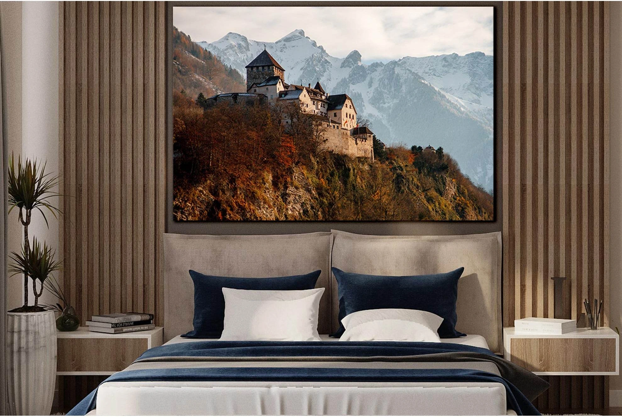 Castle Vaduz №SL1385 Ready to Hang Canvas Print - Zellart Canvas Prints 0new, ALL_Products, Architecture