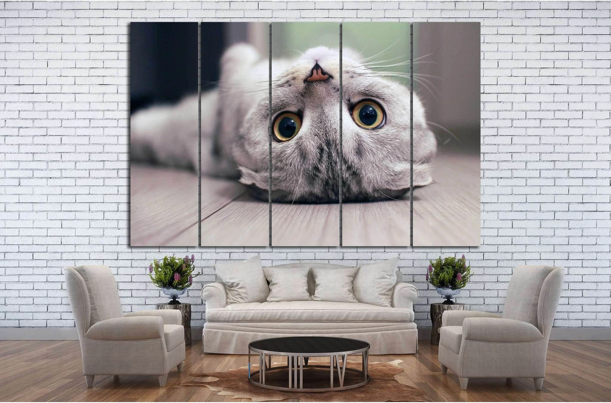 Cat lying on the floor №11 Ready to Hang Canvas Print - Zellart Canvas Prints ALL_Products, s-11
