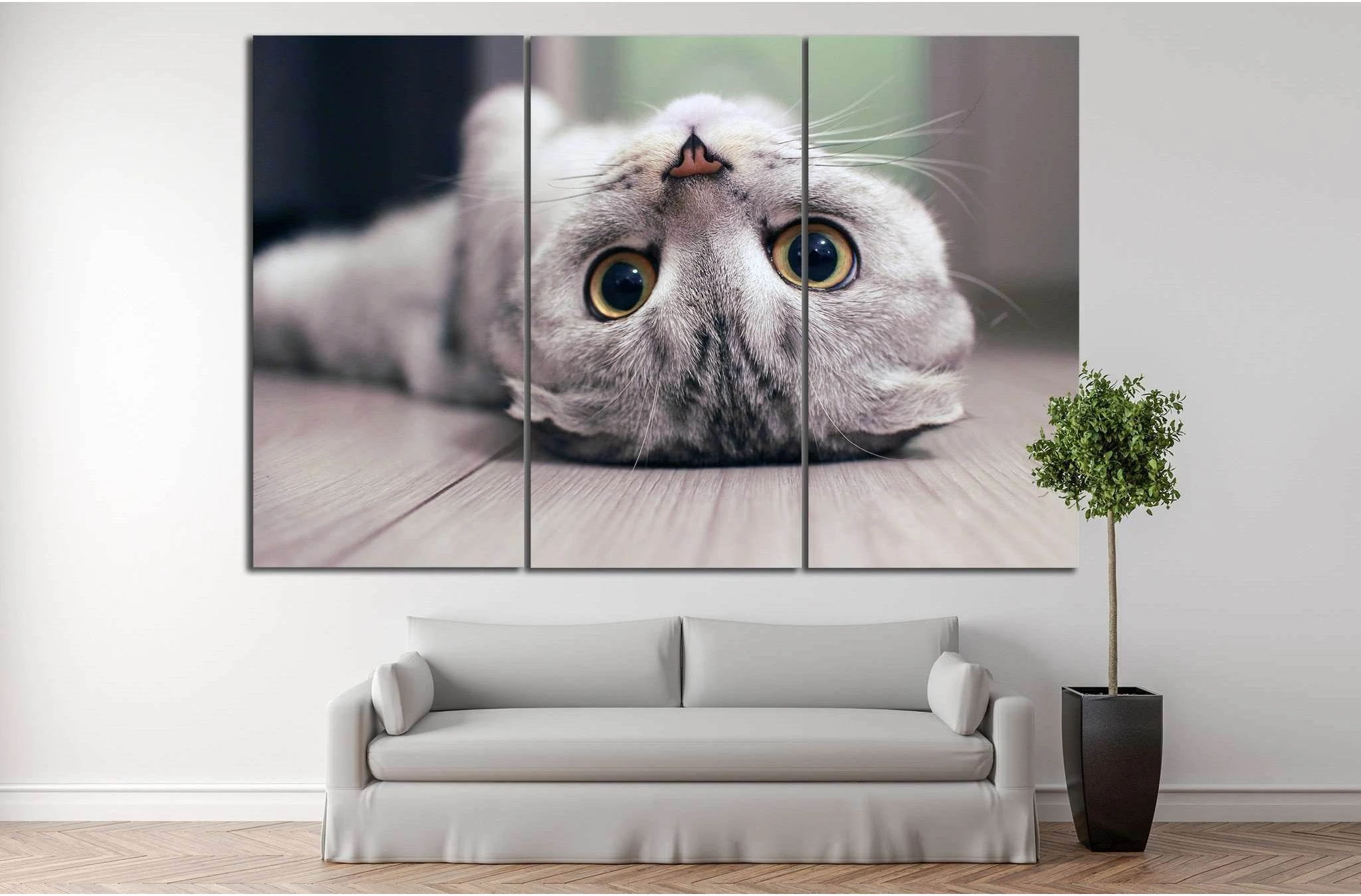 Cat lying on the floor №11 Ready to Hang Canvas Print - Zellart Canvas Prints ALL_Products, s-11