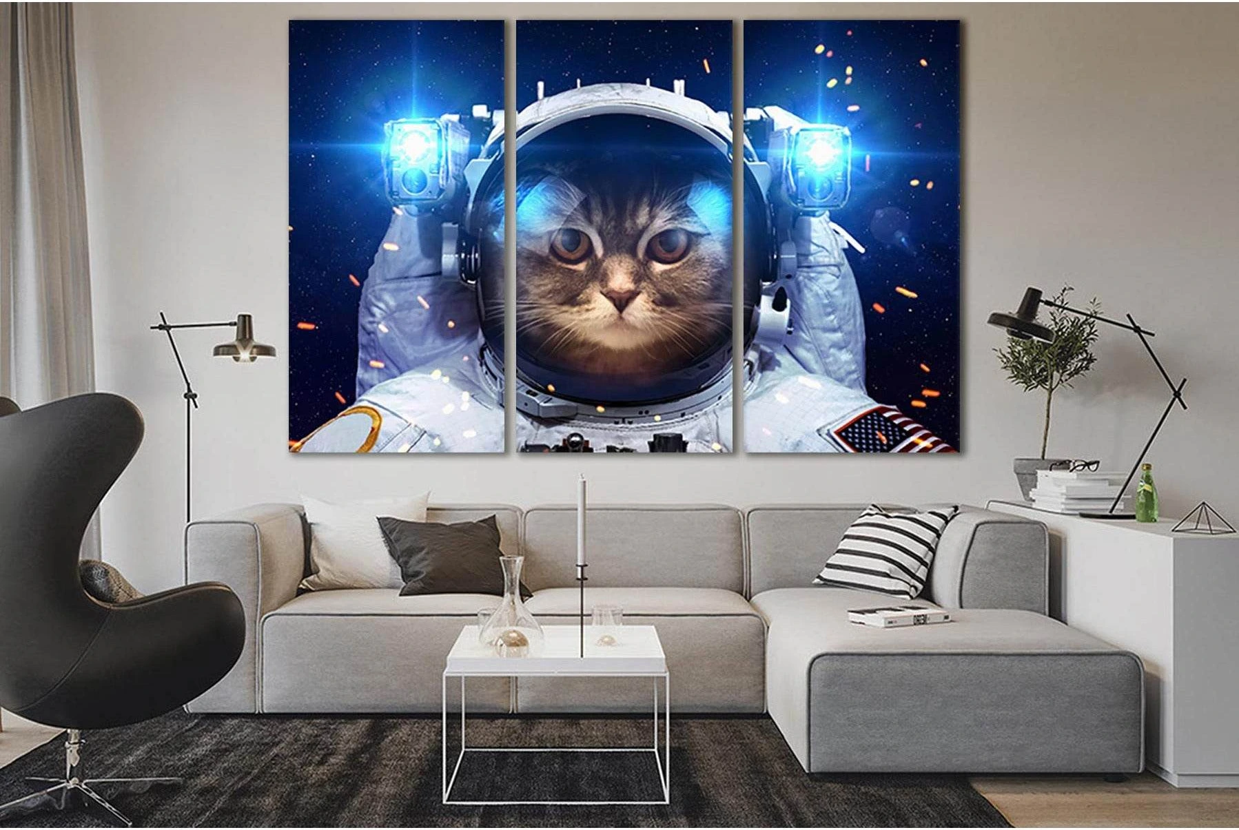 Cats Astronauts №SL392 Ready to Hang Canvas Print - Zellart Canvas Prints 0new, ALL_Products, Astronomy & Space Canvas Wall Art