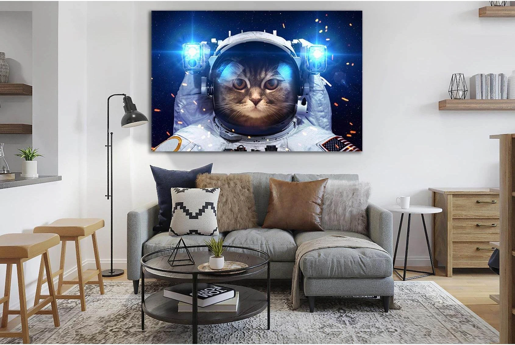 Cats Astronauts №SL392 Ready to Hang Canvas Print - Zellart Canvas Prints 0new, ALL_Products, Astronomy & Space Canvas Wall Art