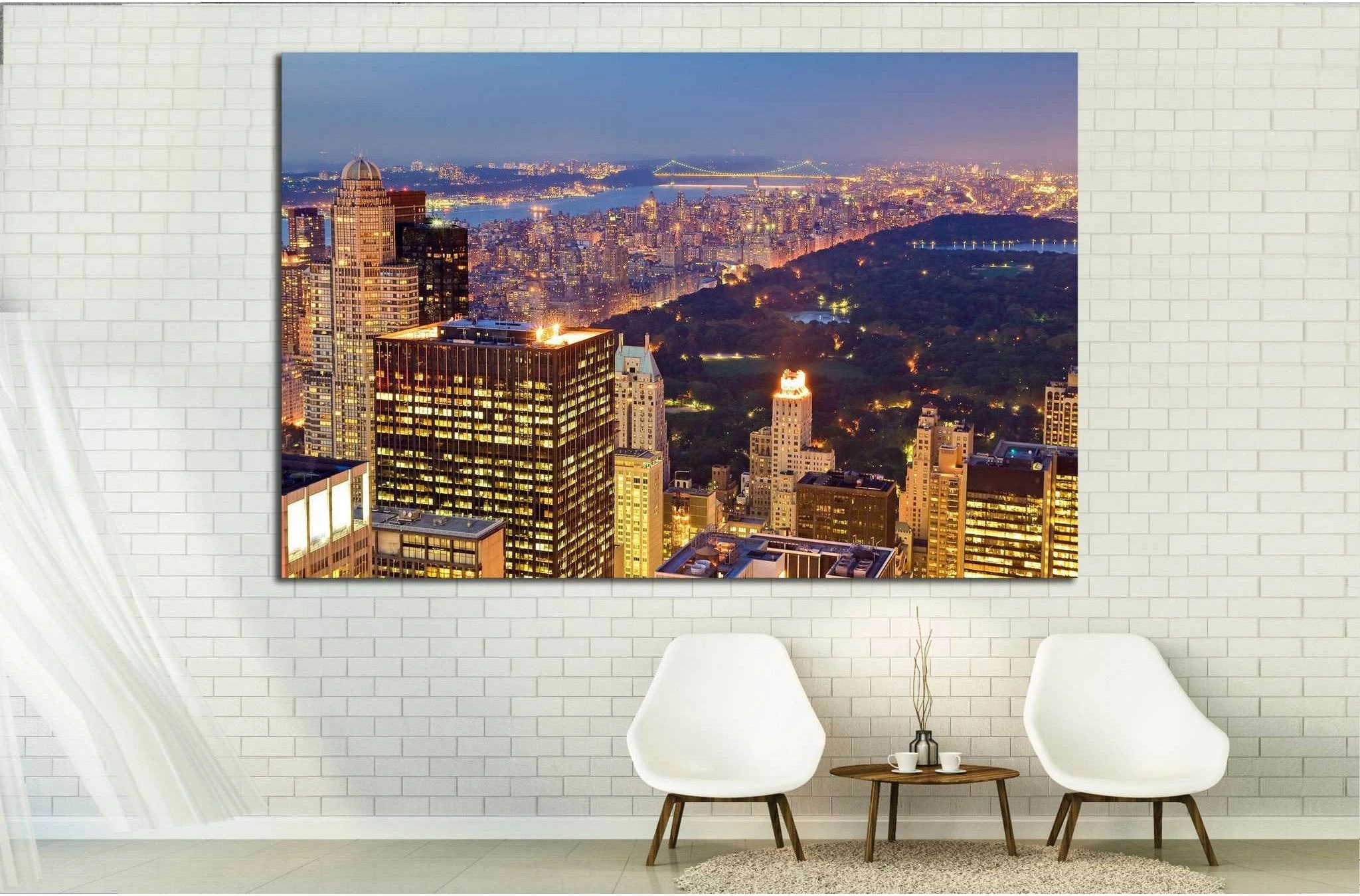 Central Park at Night in New York city, USA №1505 Ready to Hang Canvas Print - Zellart Canvas Prints 0_NY_ART, ALL_Products, s-1505