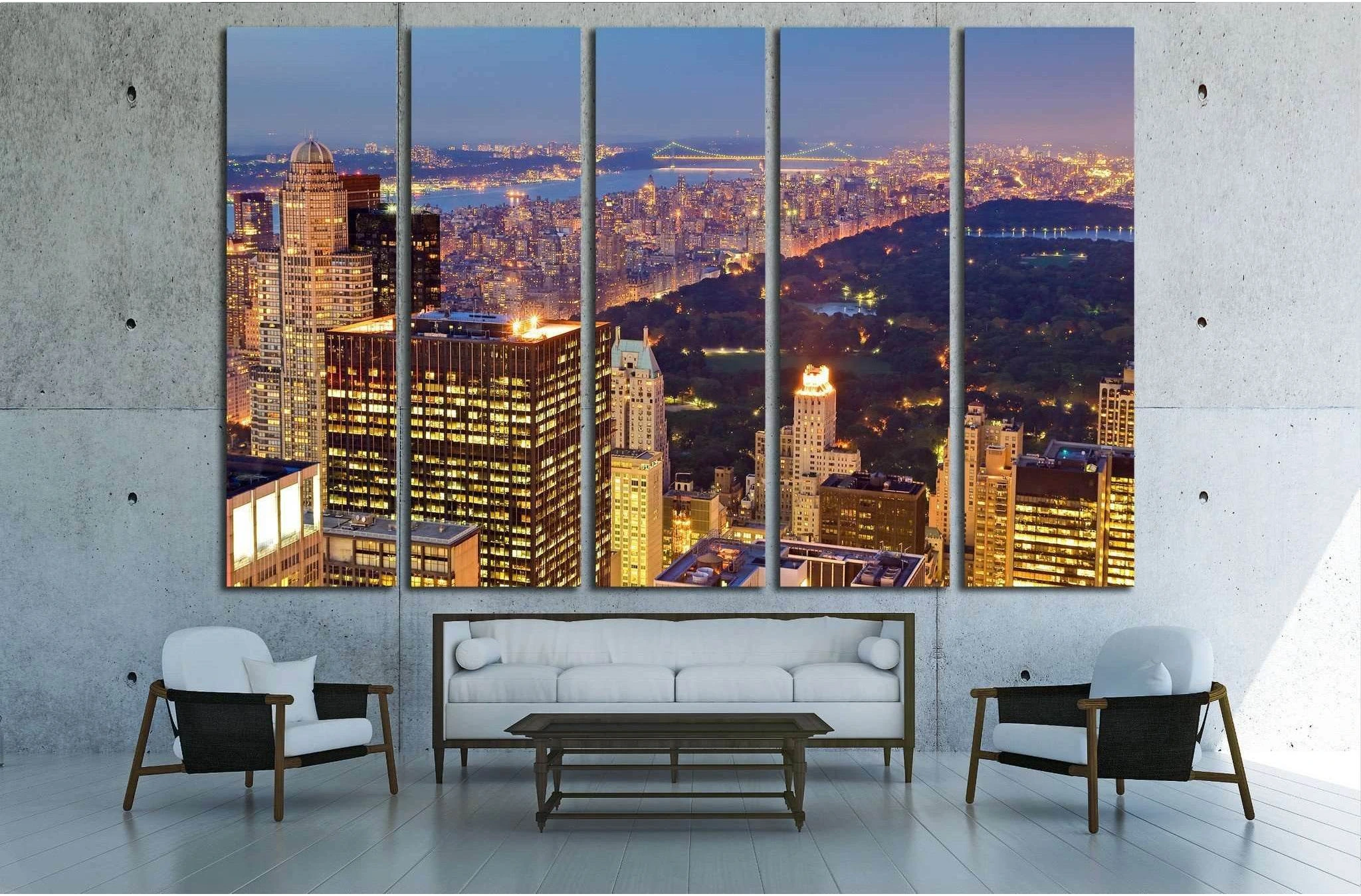 Central Park at Night in New York city, USA №1505 Ready to Hang Canvas Print - Zellart Canvas Prints 0_NY_ART, ALL_Products, s-1505