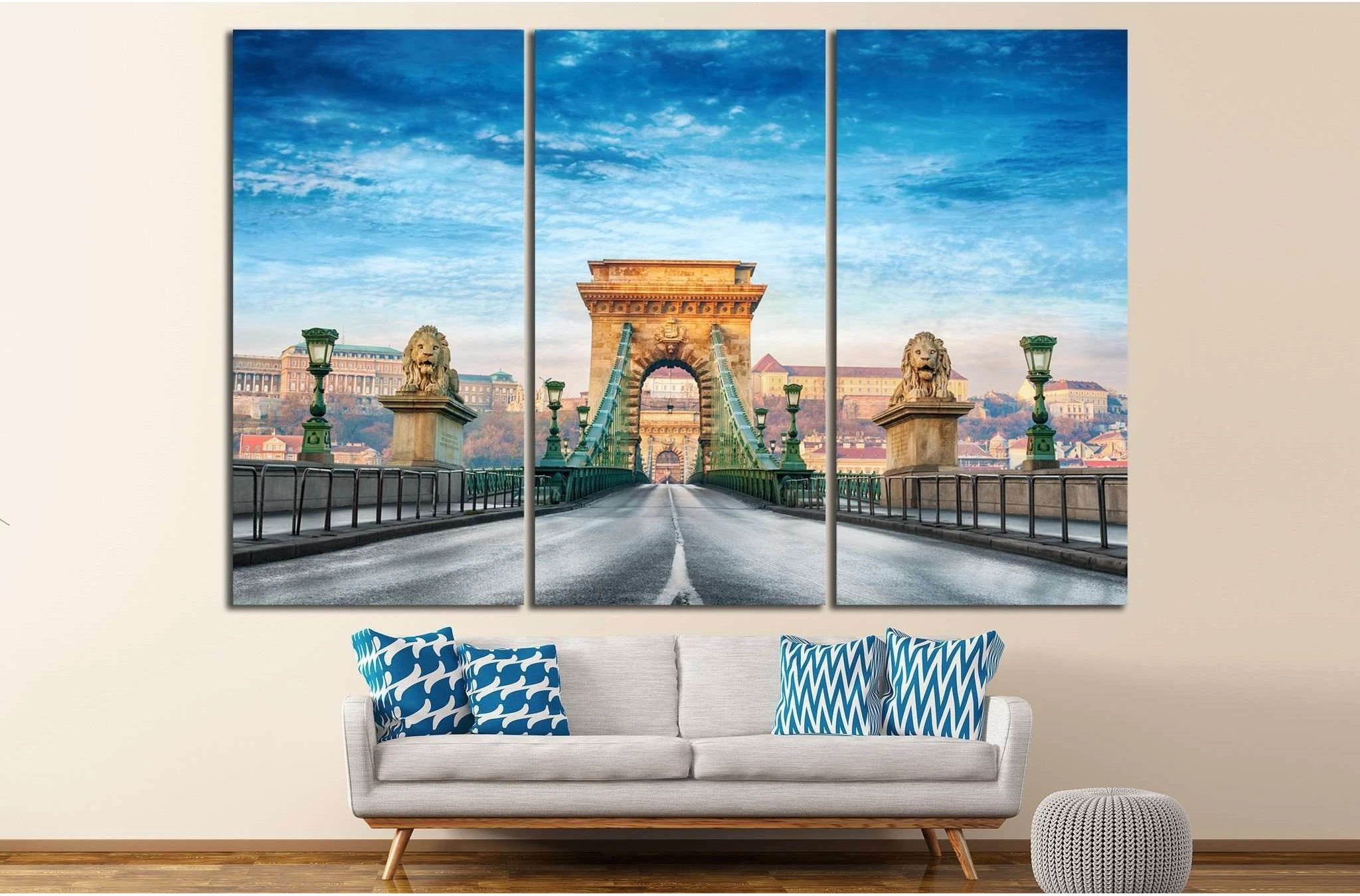 Chain bridge, Budapest, Hungary №856 Ready to Hang Canvas Print - Zellart Canvas Prints ALL_Products, s-856