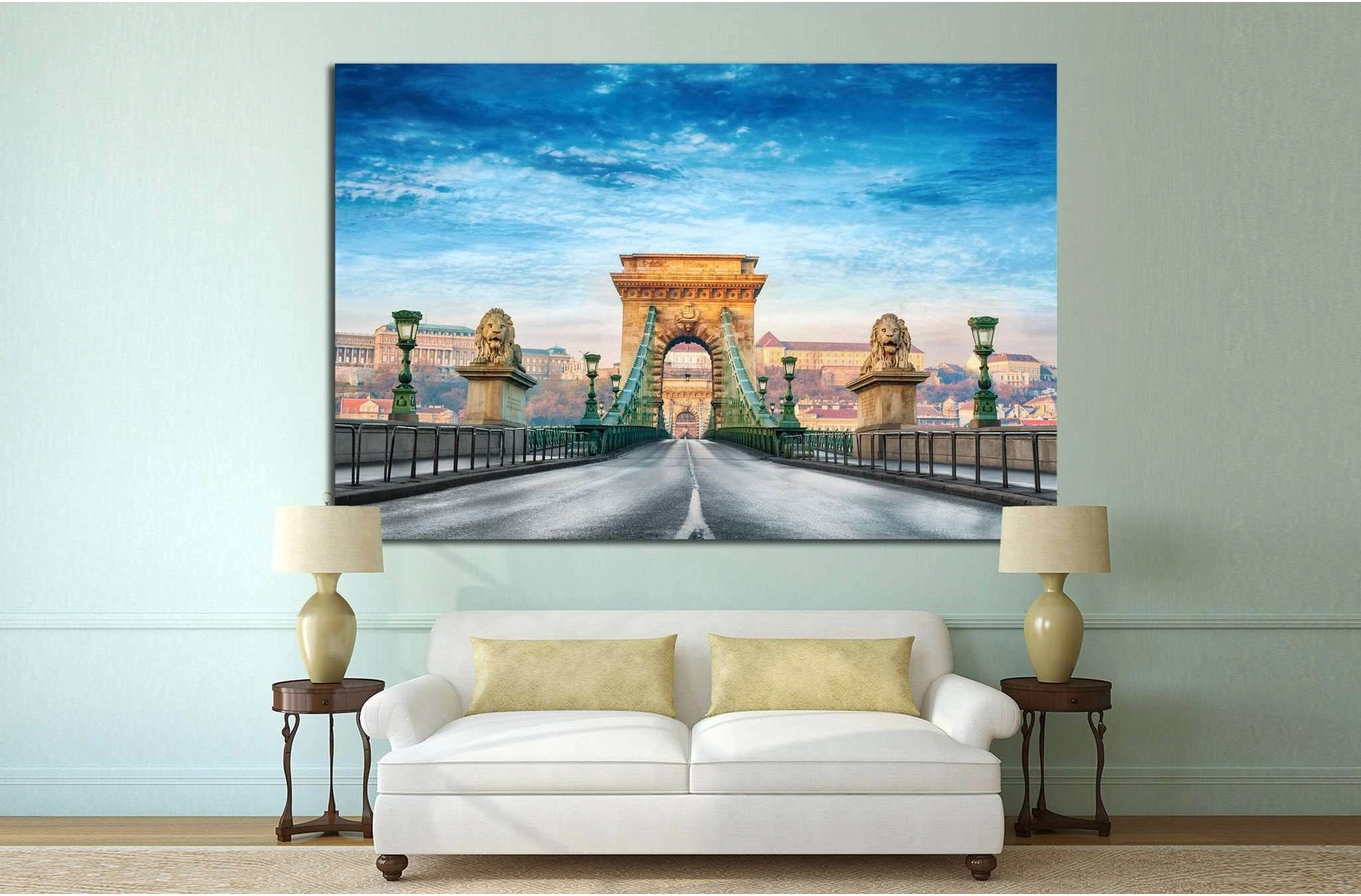 Chain bridge, Budapest, Hungary №856 Ready to Hang Canvas Print - Zellart Canvas Prints ALL_Products, s-856