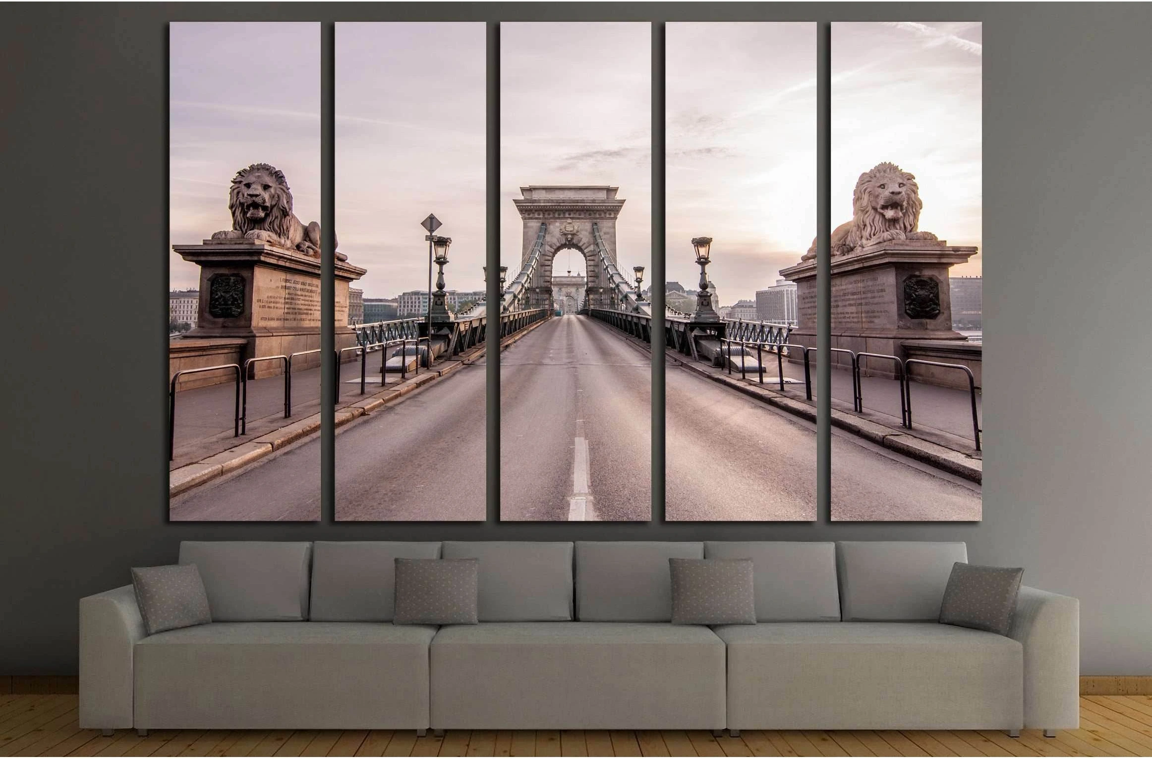 Chain Bridge in beautiful Budapest, the capital of Hungary №2248 Ready to Hang Canvas Print - Zellart Canvas Prints ALL_Products, s-2248