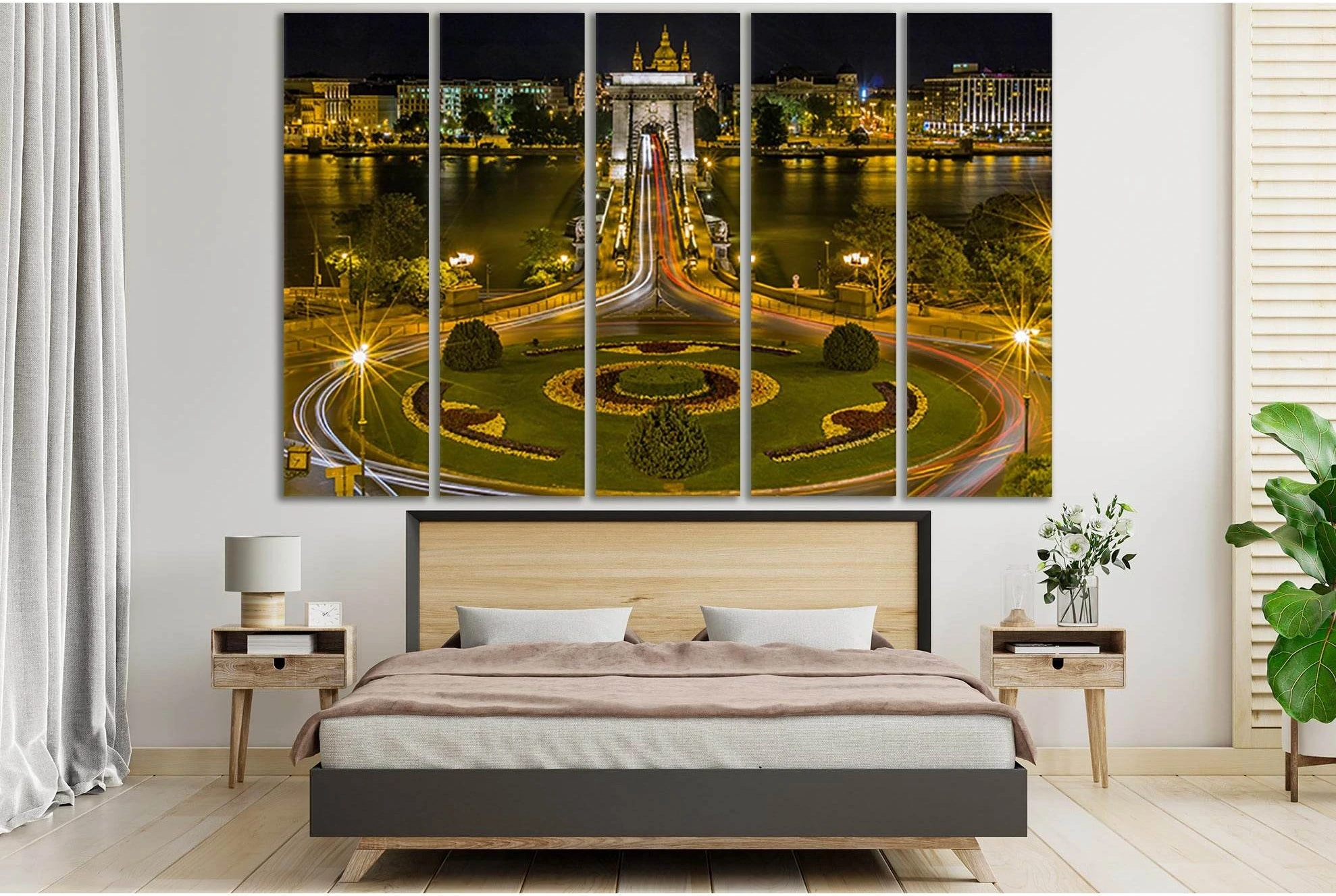 Chain Bridge In Budapest №SL1109 Ready to Hang Canvas Print - Zellart Canvas Prints 0new, ALL_Products, Bridges Wall Art