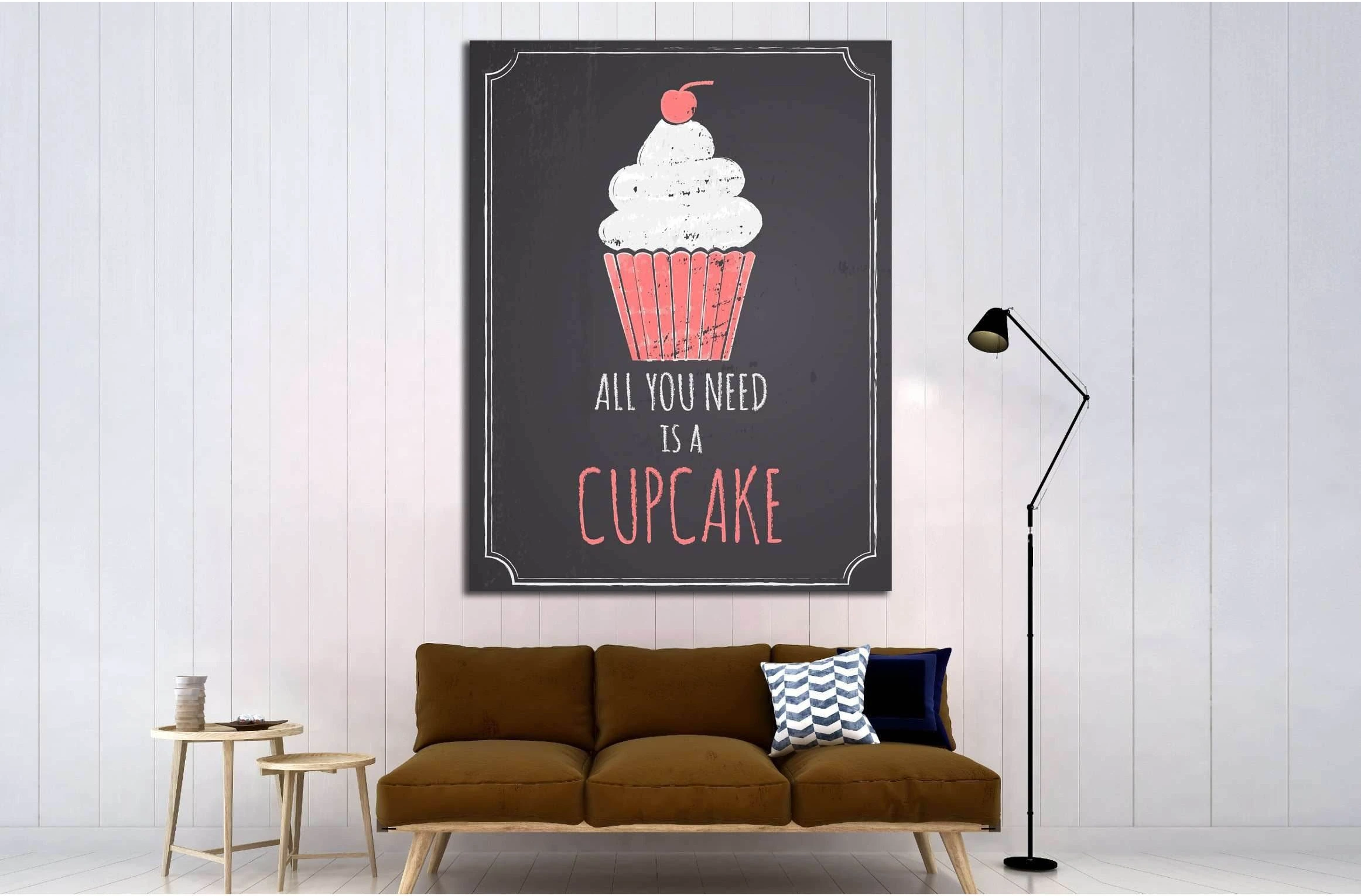 Chalkboard style canvas with cupcake №4567 Ready to Hang Canvas Print - Zellart Canvas Prints 000Negative, ALL_Products, s-4567