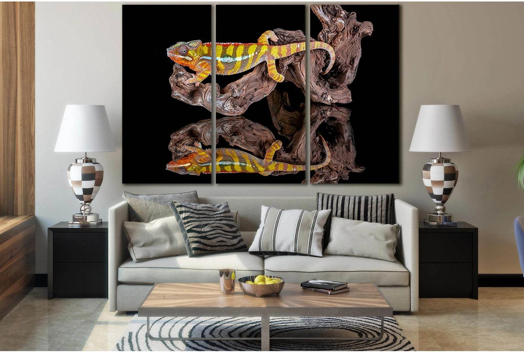 Chameleon Reflection №SL1028 Ready to Hang Canvas Print - Zellart Canvas Prints 0new, ALL_Products, Animals & Wildlife