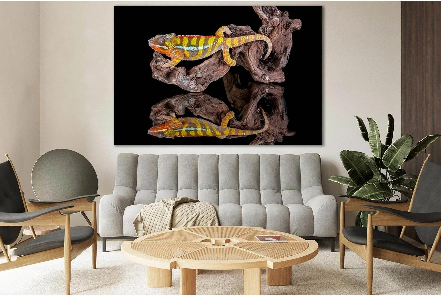 Chameleon Reflection №SL1028 Ready to Hang Canvas Print - Zellart Canvas Prints 0new, ALL_Products, Animals & Wildlife