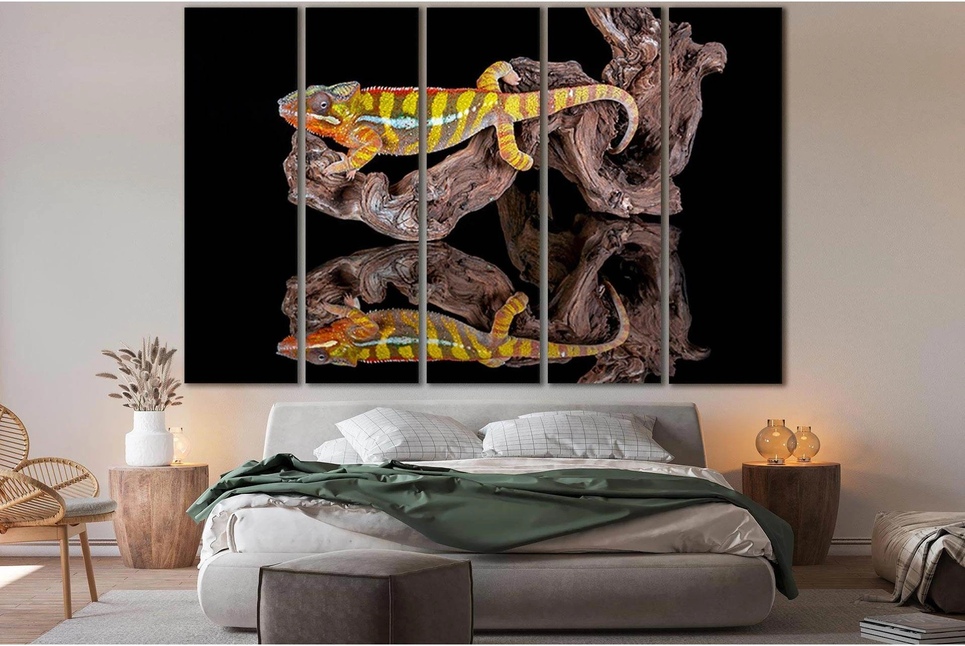 Chameleon Reflection №SL1028 Ready to Hang Canvas Print - Zellart Canvas Prints 0new, ALL_Products, Animals & Wildlife