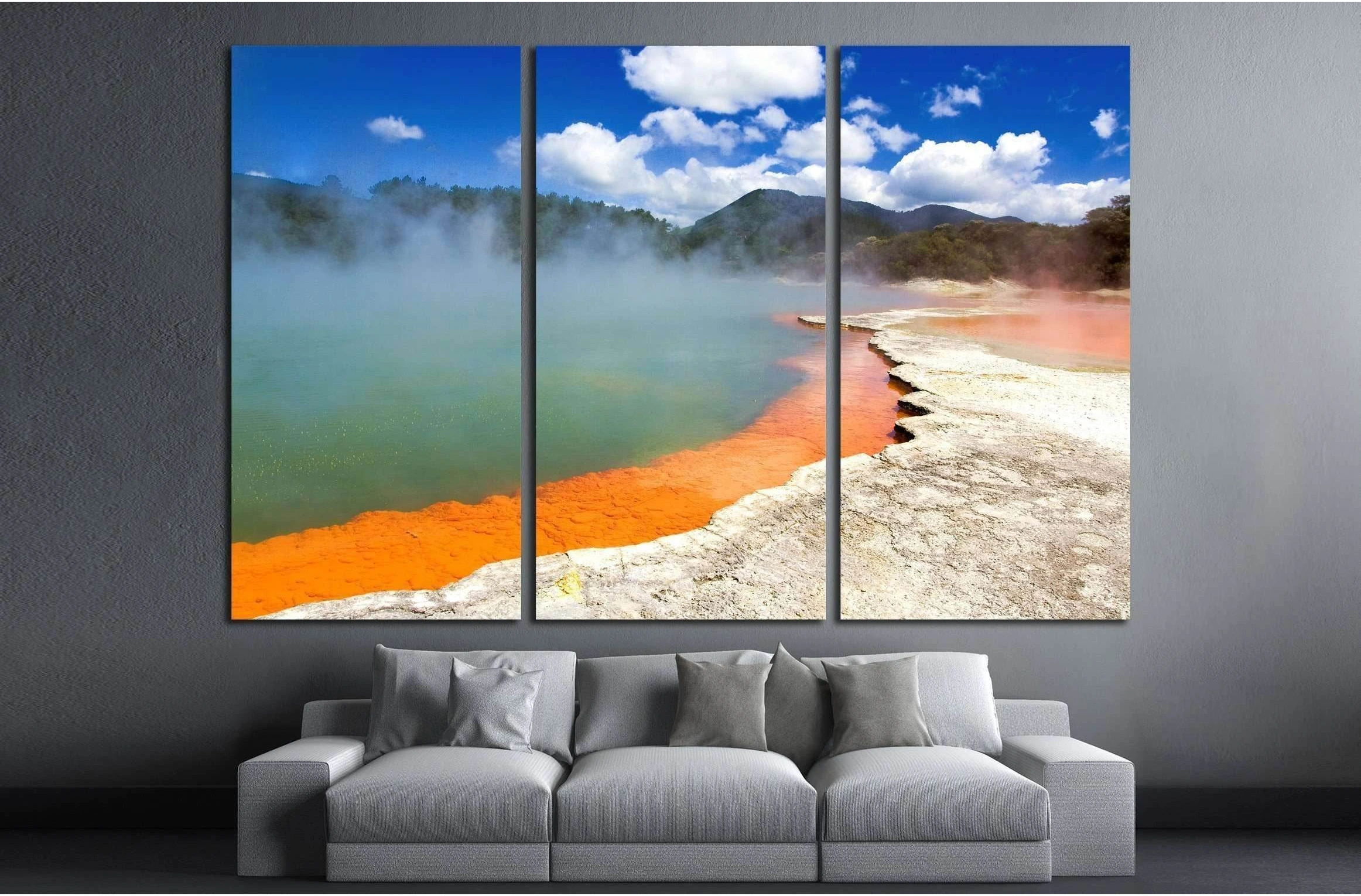 Champagne Pool in Wai-O-Tapu Geothermal Wonderland, Rotorua, New Zealand №2495 Ready to Hang Canvas Print - Zellart Canvas Prints ALL_Products, s-2495