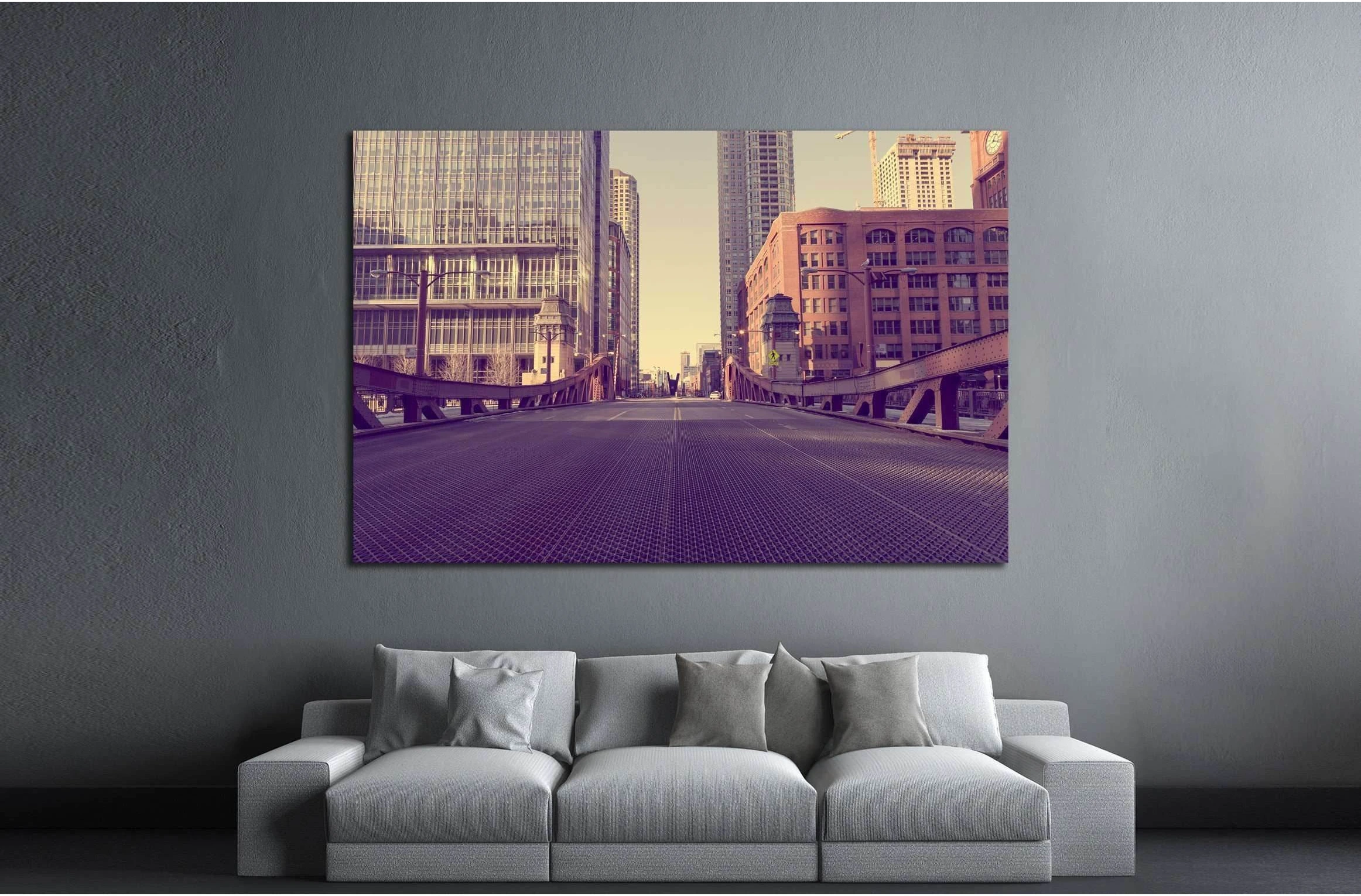 Chicago Bridge - Vintage Picture Effect №2158 Ready to Hang Canvas Print - Zellart Canvas Prints ALL_Products, s-2158