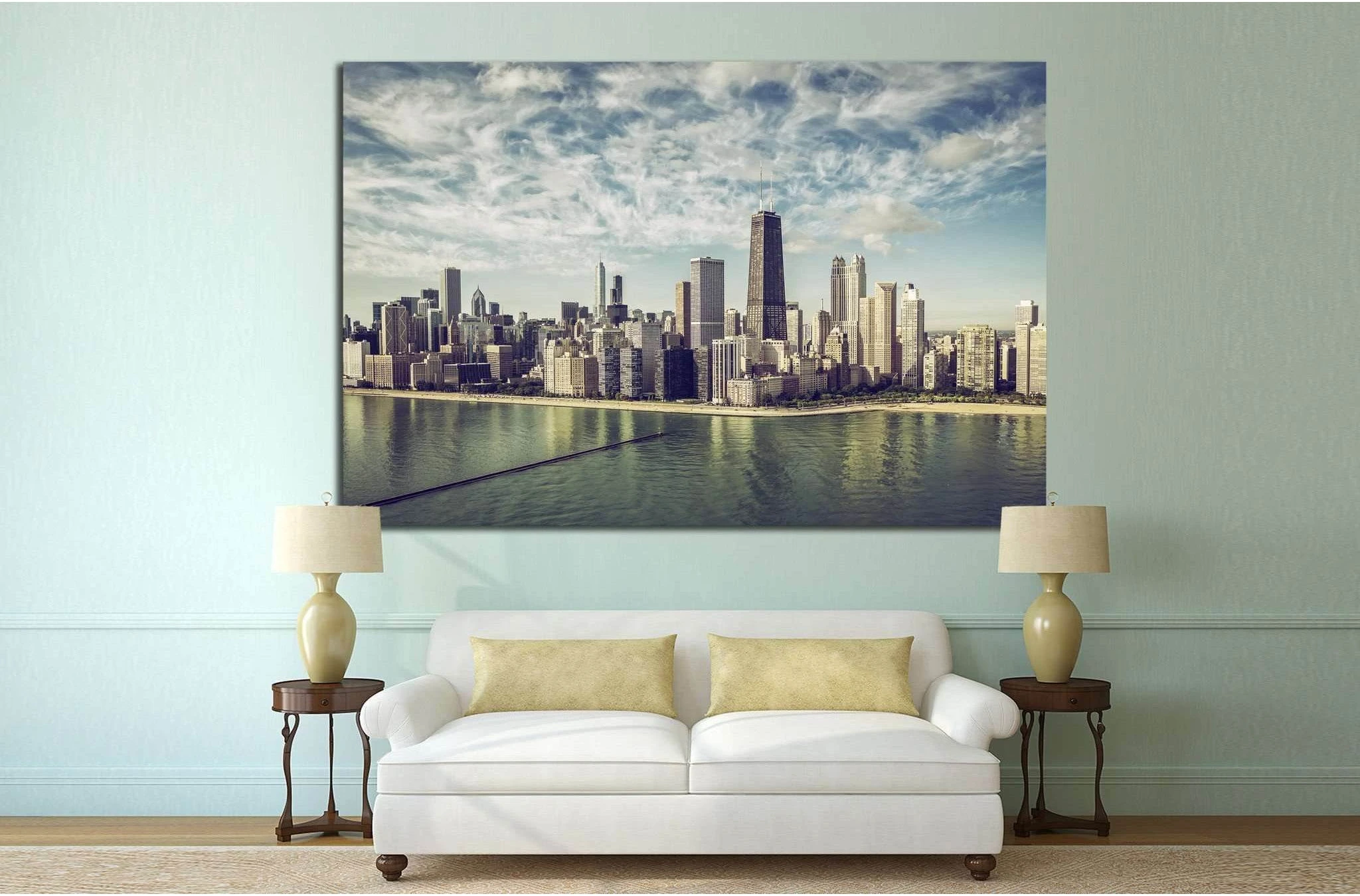 Chicago Cityscape, Illinois №243 Ready to Hang Canvas Print - Zellart Canvas Prints ALL_Products, wd-243