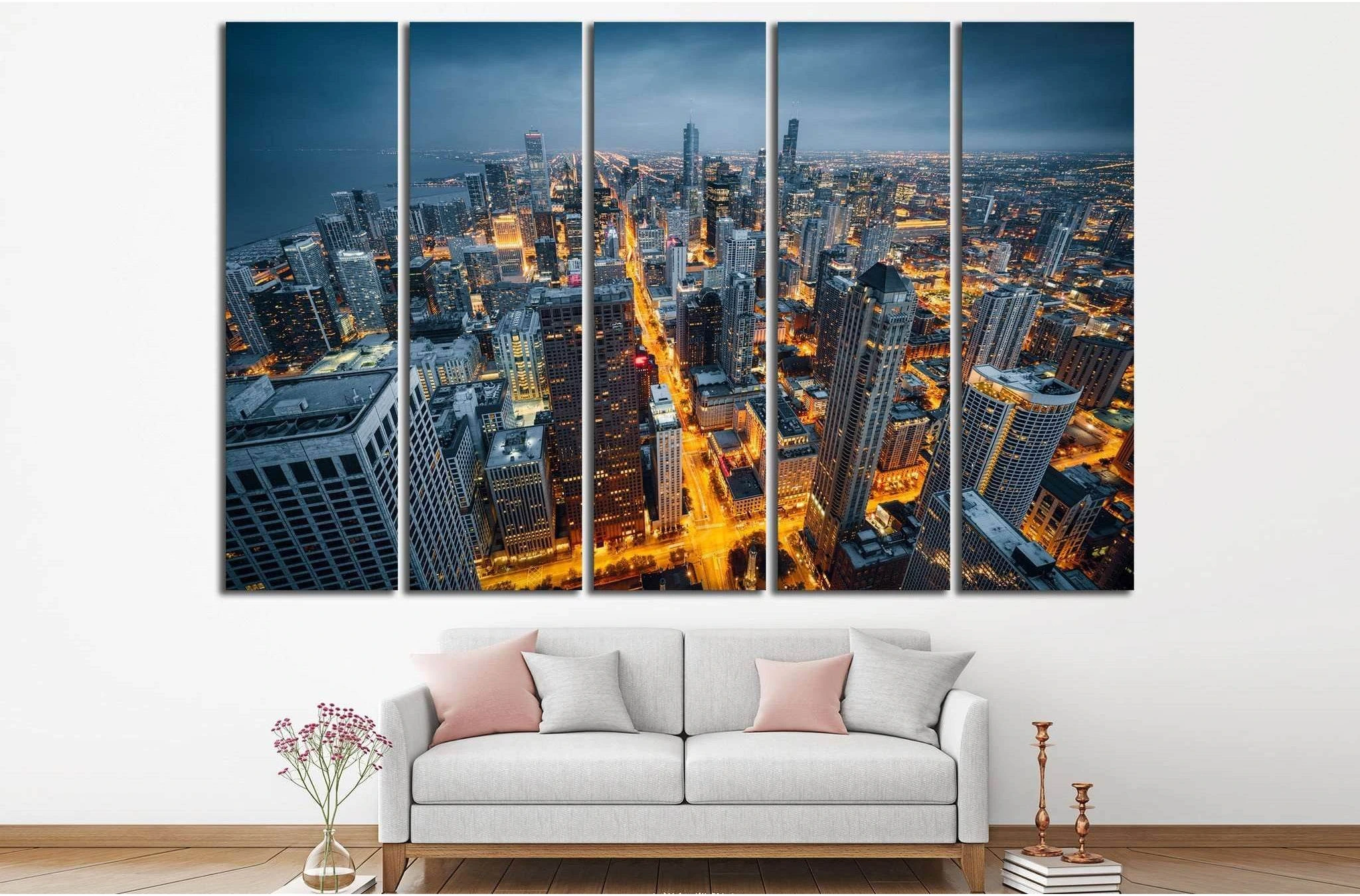 Chicago Cityscape, Illinois №244 Ready to Hang Canvas Print - Zellart Canvas Prints ALL_Products, wd-244