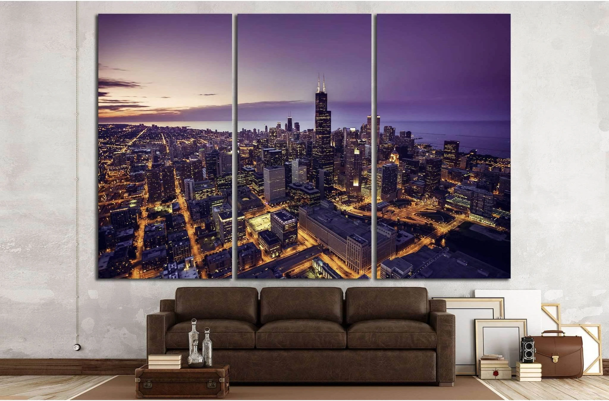 Chicago skyline, United States №1002 Ready to Hang Canvas Print - Zellart Canvas Prints ALL_Products, s-1002