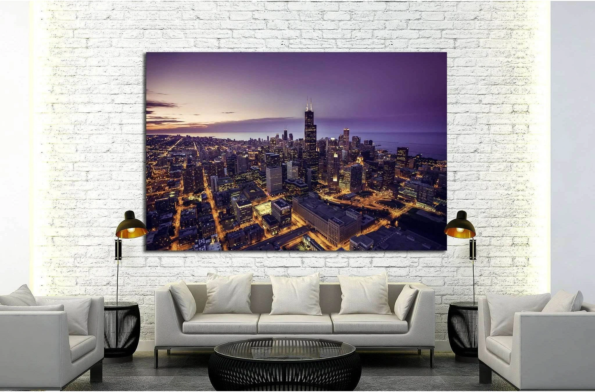 Chicago skyline, United States №1002 Ready to Hang Canvas Print - Zellart Canvas Prints ALL_Products, s-1002