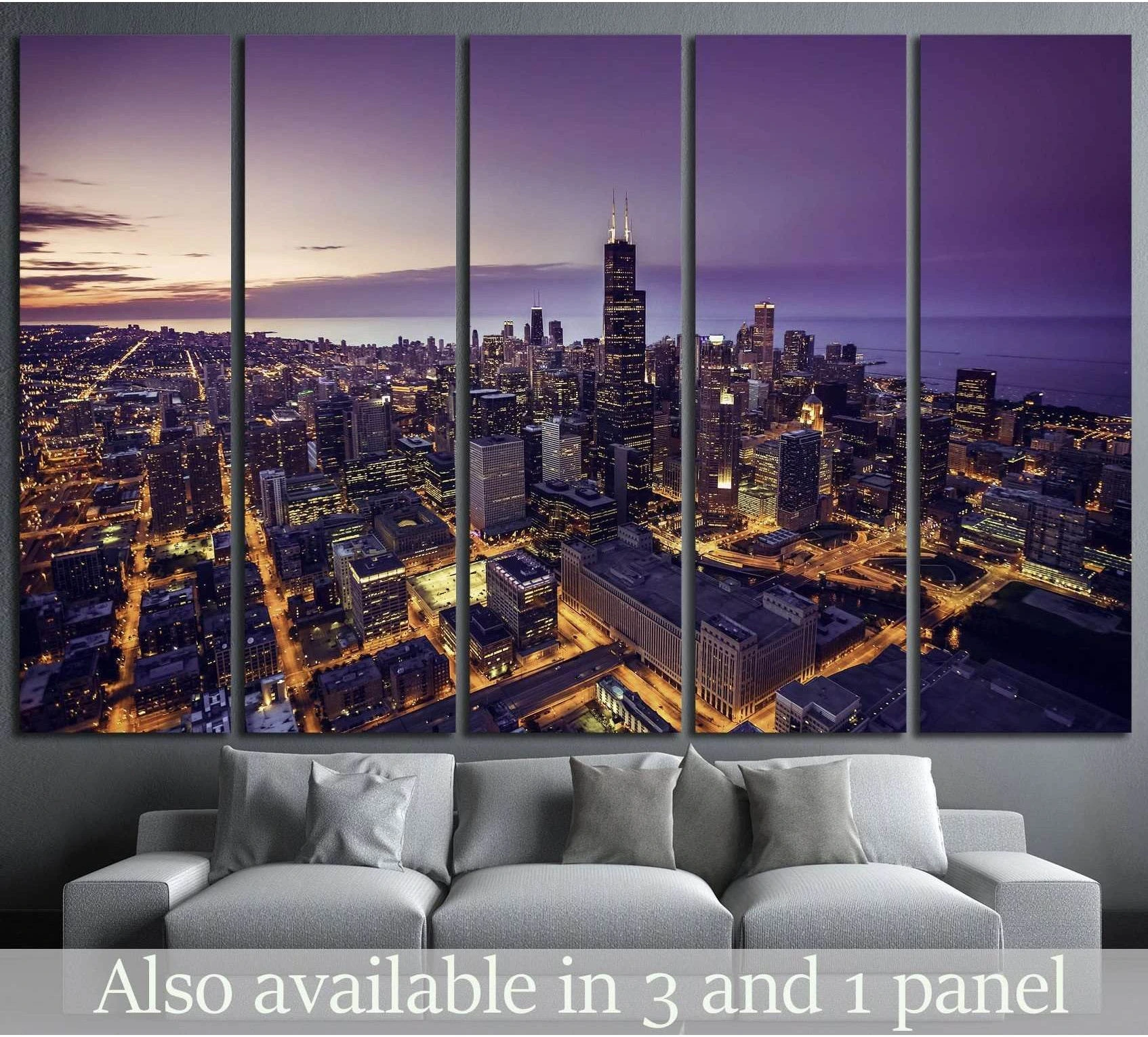 Chicago skyline, United States №1002 Ready to Hang Canvas Print - Zellart Canvas Prints ALL_Products, s-1002