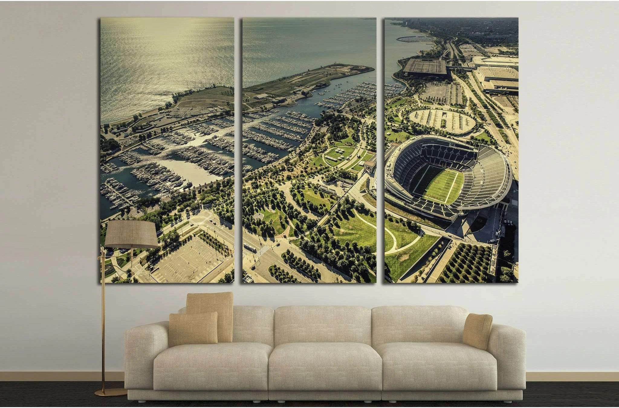 Chicago Soldiers Filed Stadium and harbor №2042 Ready to Hang Canvas Print - Zellart Canvas Prints ALL_Products, s-2042
